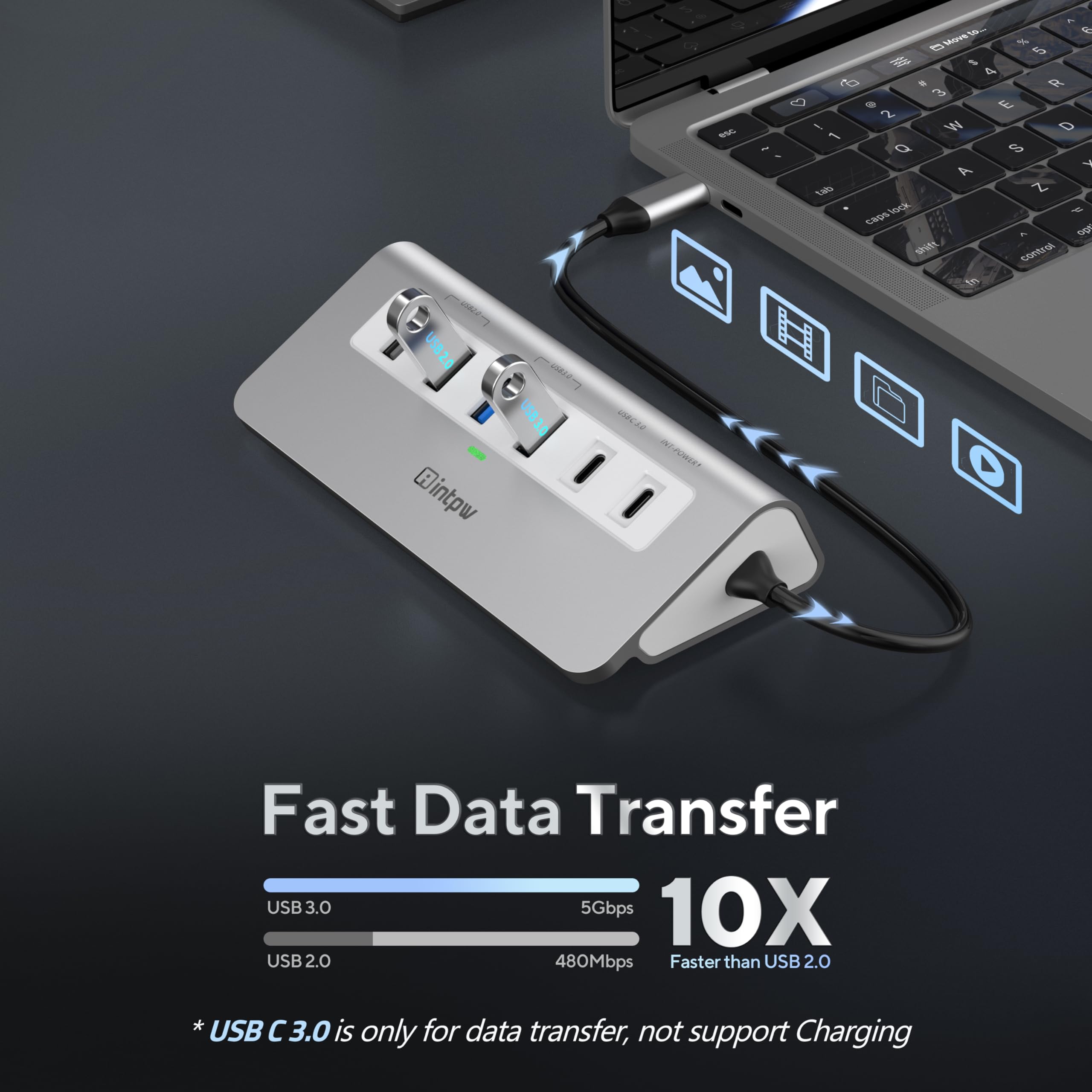 Usb C Hub, Intpw 9 In 1 Usb C Hub Multiport Adapter With 4K Hdmi, Pd 100W, Usb C And 2 Usb A 3.0 5Gbps, 2 Usb A 2.0, Sd/Tf Card
