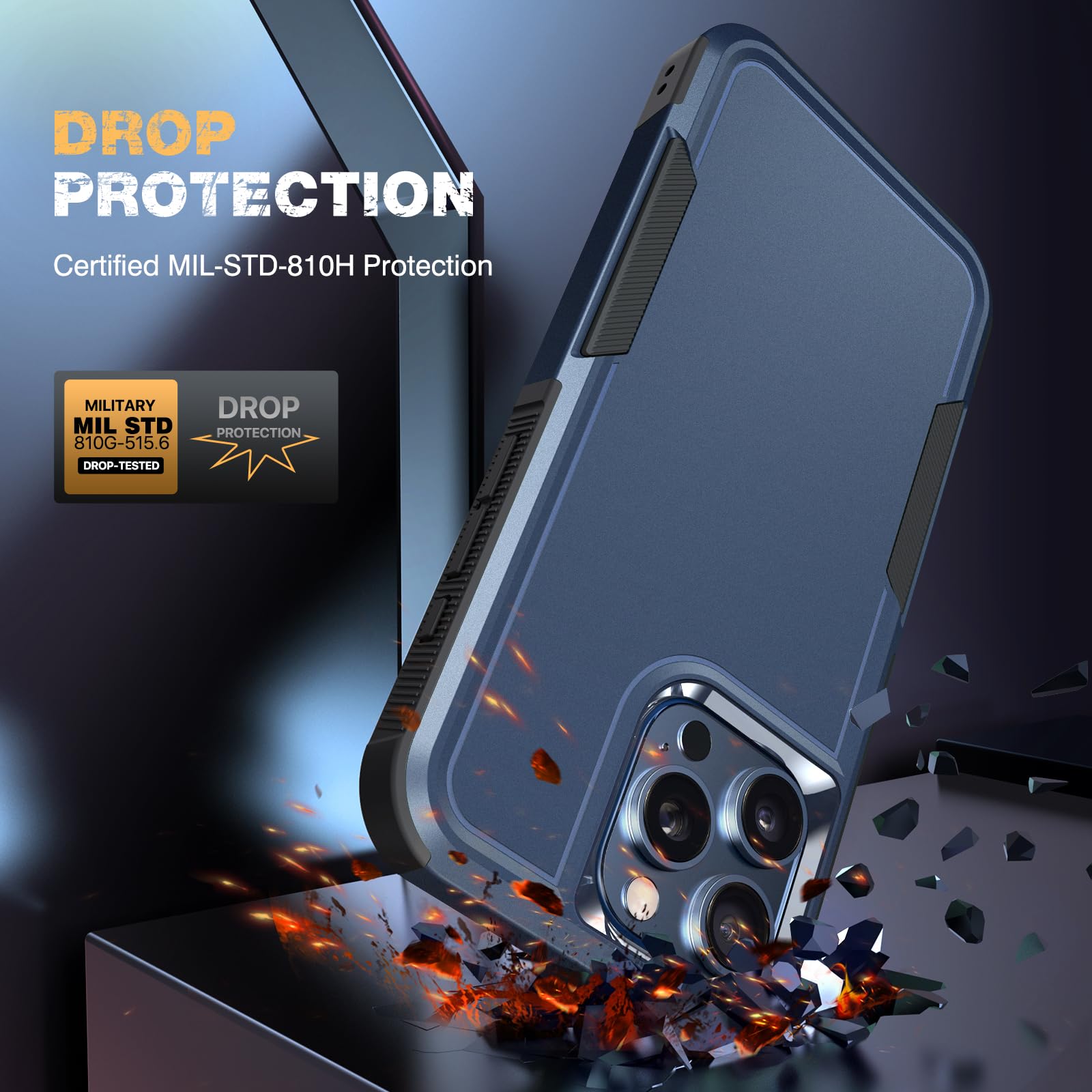 Diaclara Designed For Iphone 13 Pro Case, [With Privacy Screen Protector] [Anti Spy] [Military Grade Drop Protection] Heavy Duty