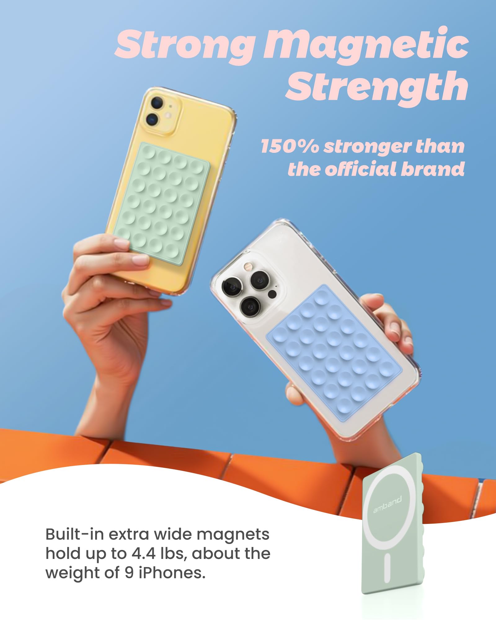 Amband Cute Preppy Stuff Silicone Suction Cup Phone Mount, Detachable Sticky Grip Holder For Magsafe Case, Easy To Use Video Acc