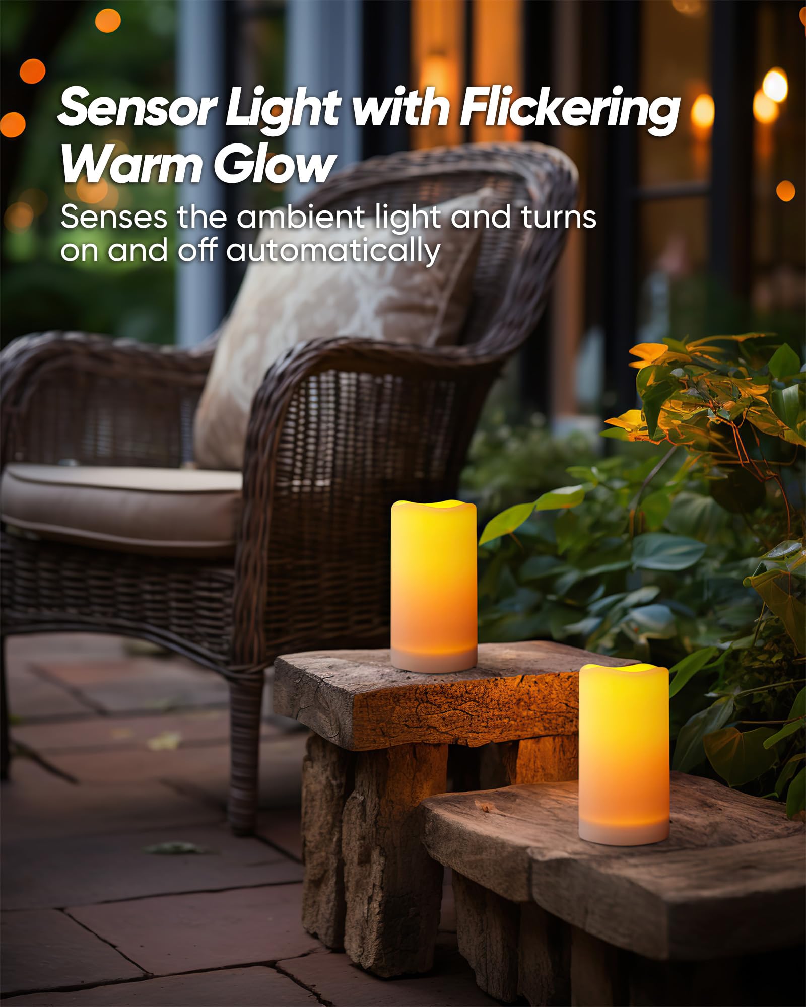 Homemory Solar Powered Candles Outdoor Waterproof, Flickering Glow, Rechargeable Candles, Solar Powered Candles For Outside, Lan
