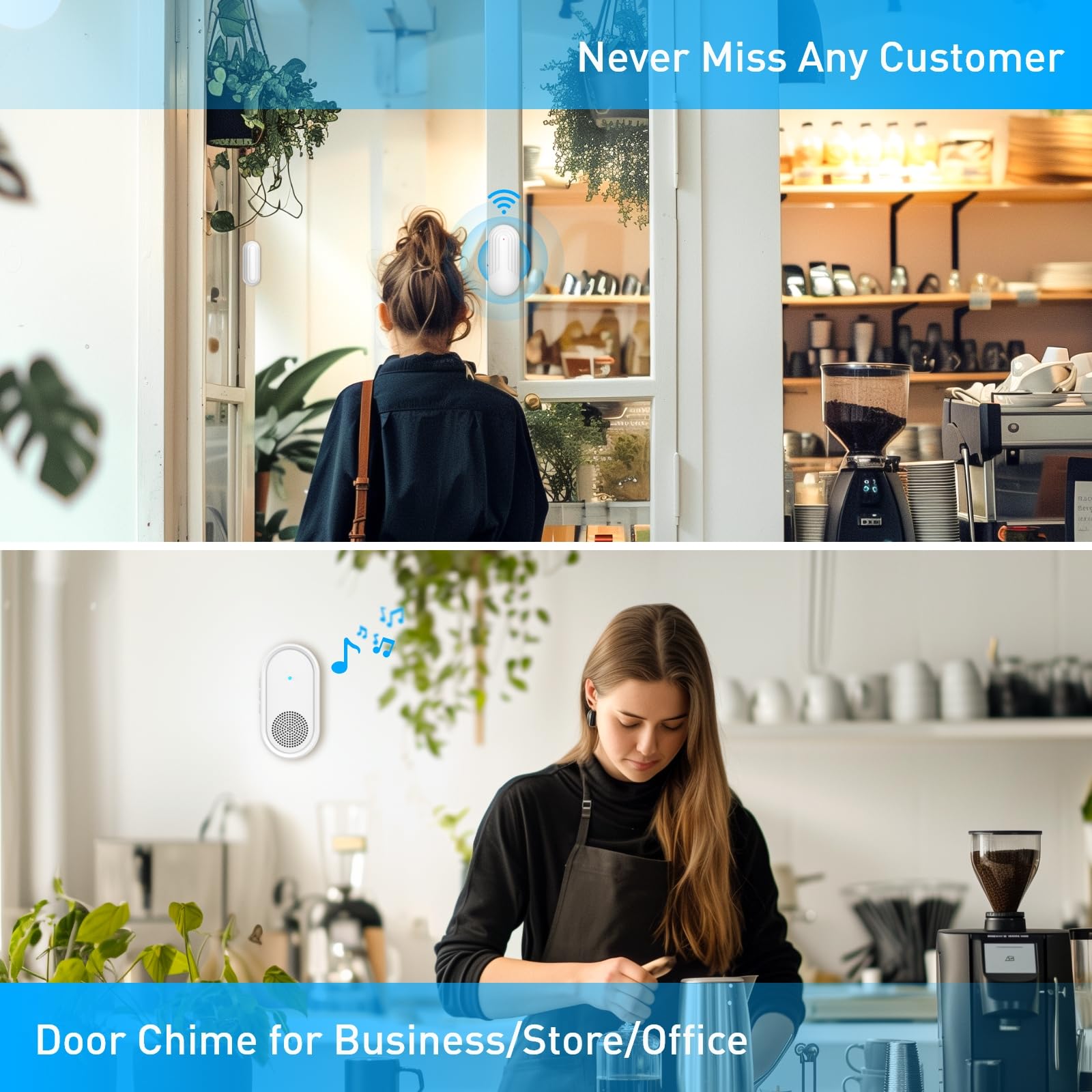 Sanjie Wireless Door Chime For Business Door Entry Chime Door Sensor Alarm For Home/Office/Store With 600Ft Range, 26 Chimes And