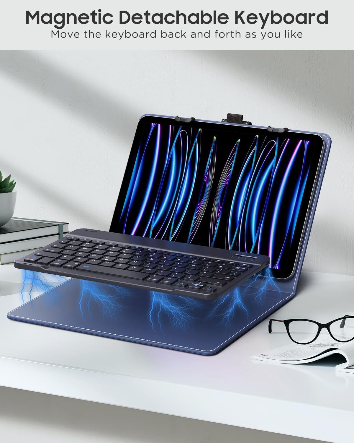 Moko Universal Tablet Case With Keyboard For 9''   11'' Tablets, With Pen Holder & Removable Wireless Bluetooth Keyboard For Sam