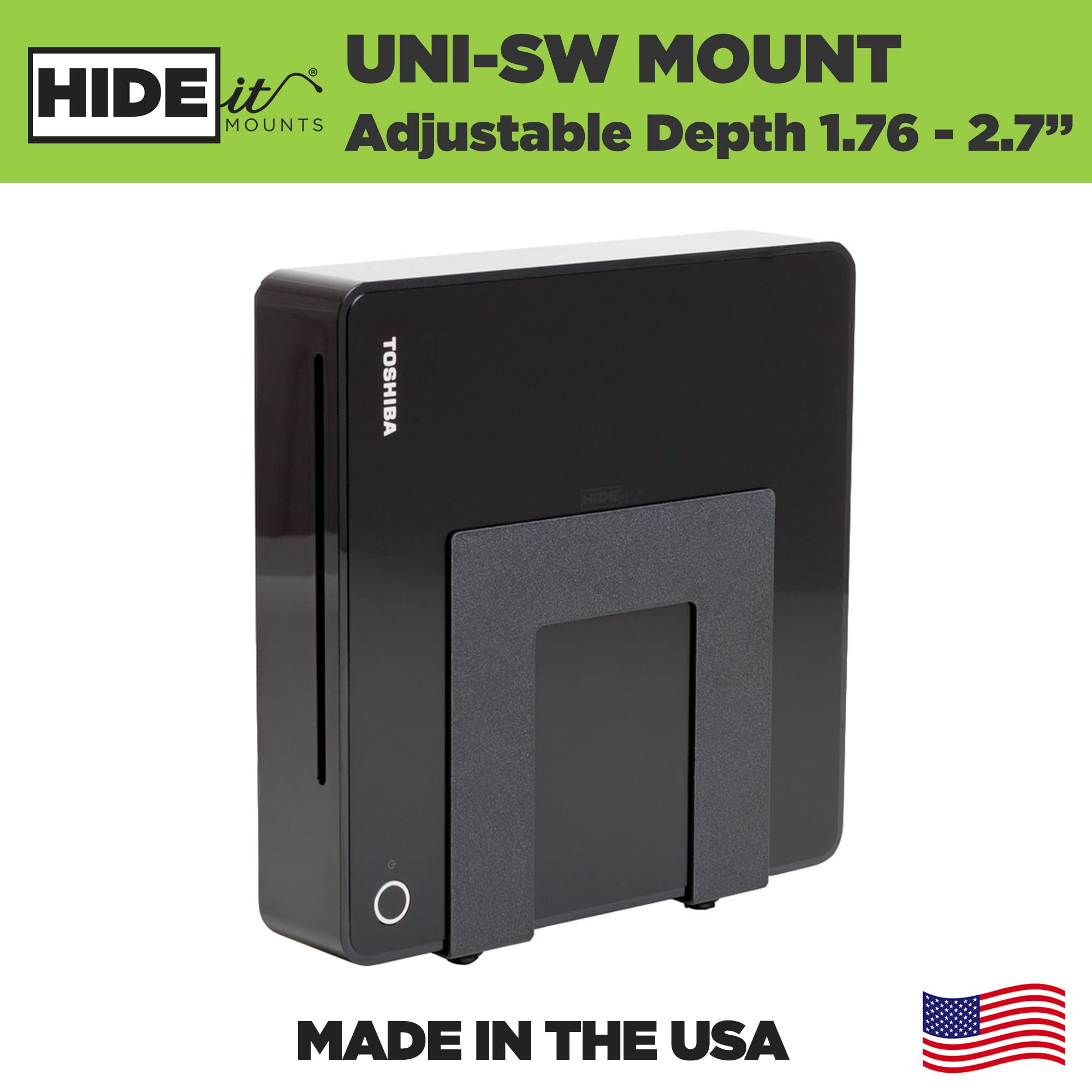 Hideit Mounts Uni Sw (Silver) Made In Usa Adjustable Cable Box Wall Mount For Small Devices, Cable Box Receivers, Dvd Players, R
