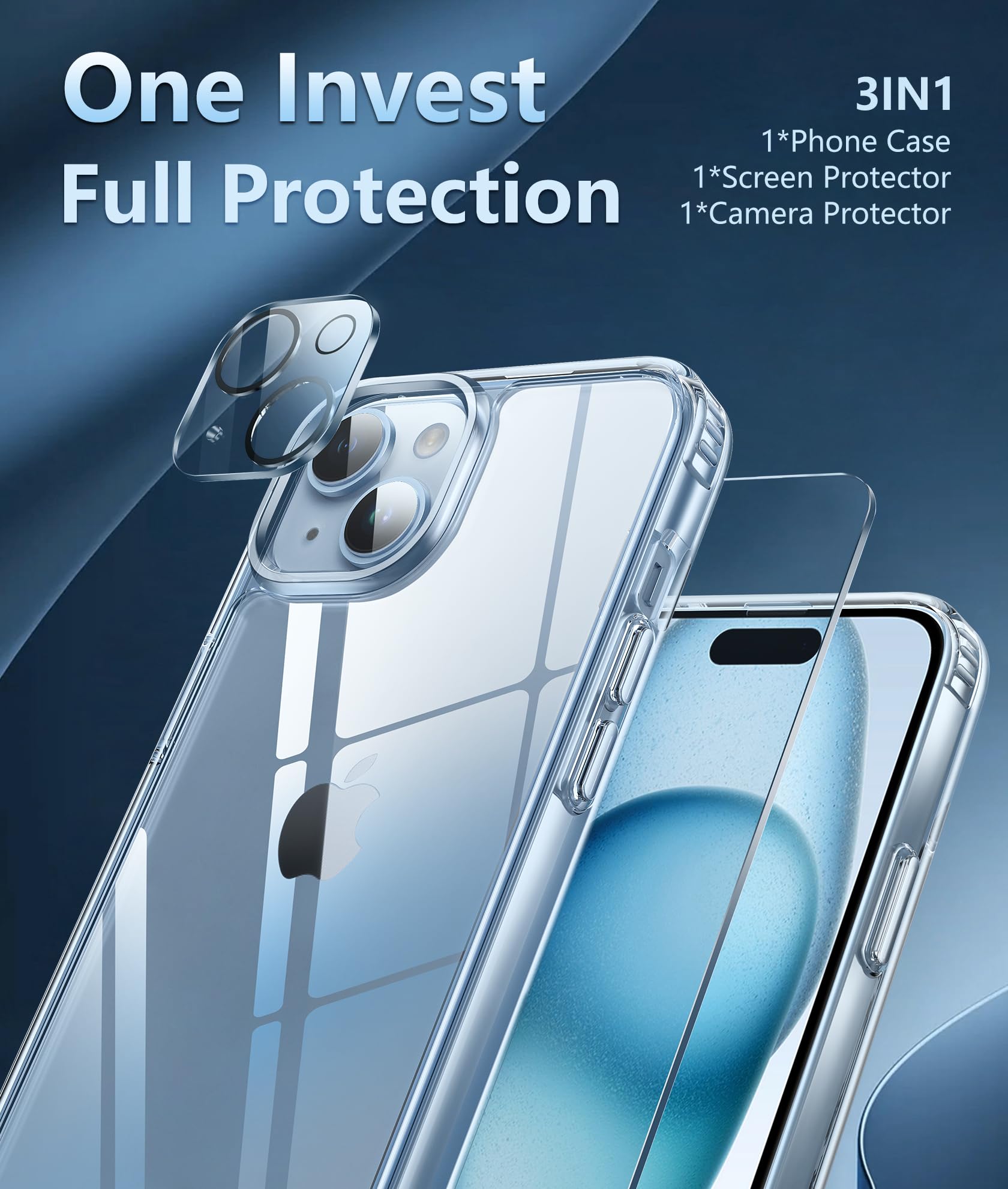 Fntcase For Iphone 15 Phone Case: Clear Slim Shockproof Cell Phone Protective Cover | Anti Yellowing Scratch Proof Drop Proof To
