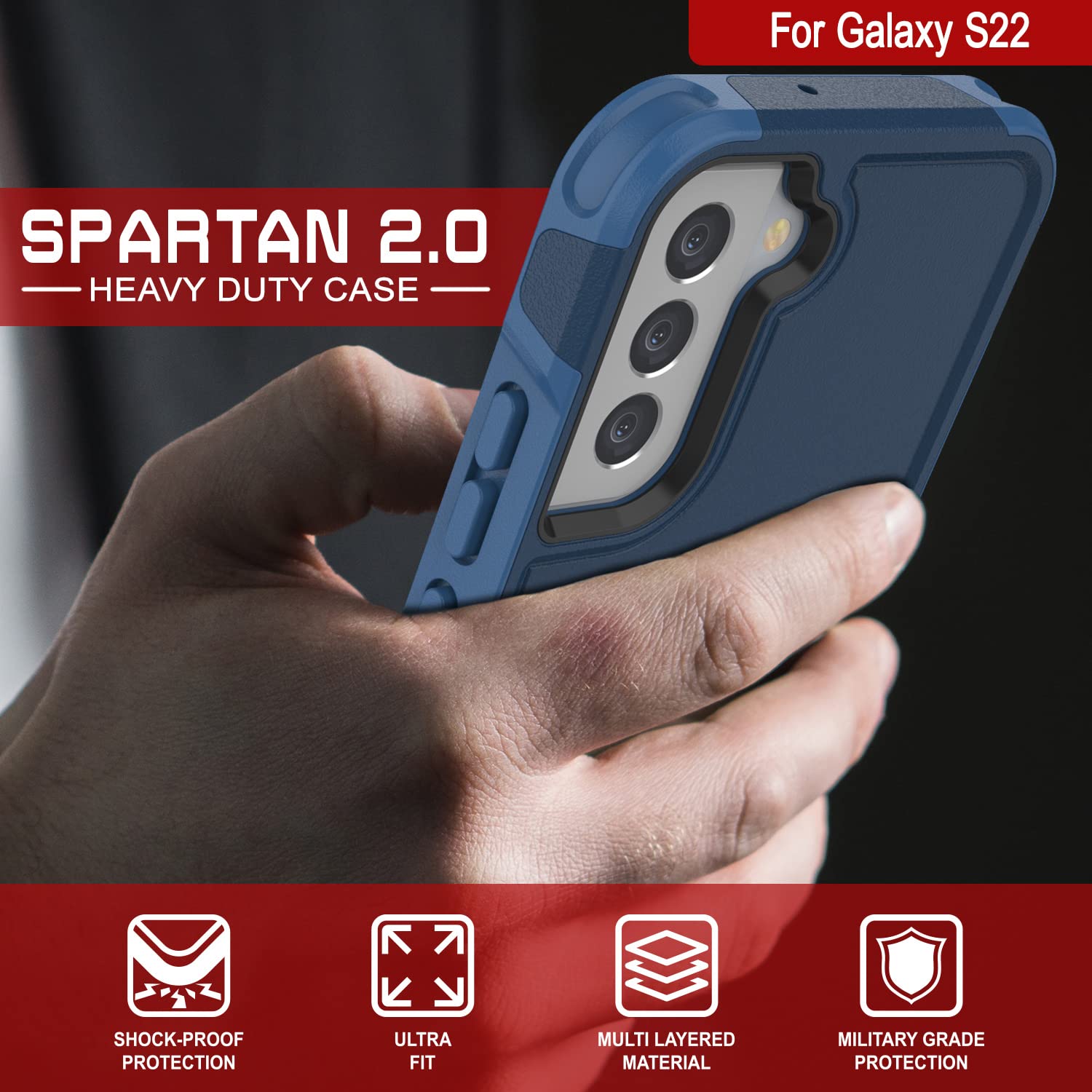 Punkcase Galaxy S22 Case [Spartan 2.0] Clear Rugged Heavy Duty Cover | Ultra Slim Military Grade Protection W/Raised Bezel Desig