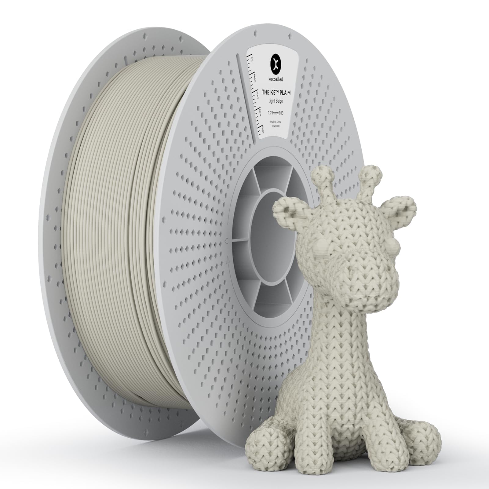 kexcelled Matte PLA Filament 1.75mm,Matte Light Beige PLA 3D Printer Filament 1kg Spool (2.2lbs) with +/-0.03mm Accuracy,Upgrade