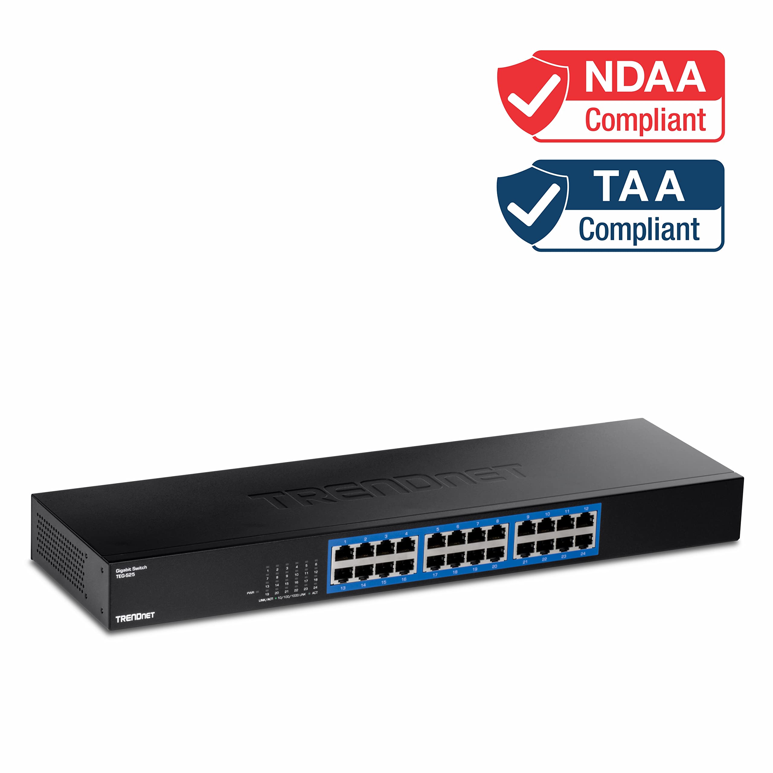 Trendnet 24-Port Gigabit Switch, Teg-S25, 24 X Gigabit Rj-45 Ports, 48Gbps Switching Capacity, Fanless Design, Metal Enclosure,