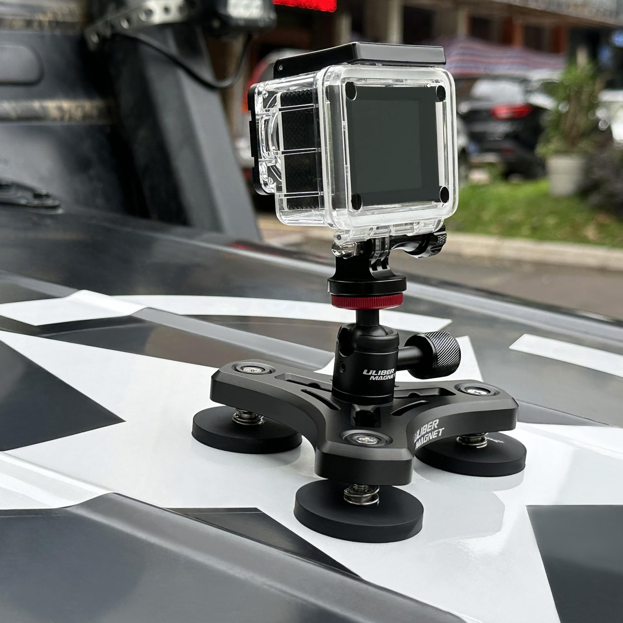 Ulibermagnet Magnetic Action Camera Mount,Solid Aluminum Magnetic Mount Tripod With Mini Ball Head,Strong Rubber Coated Magnet W