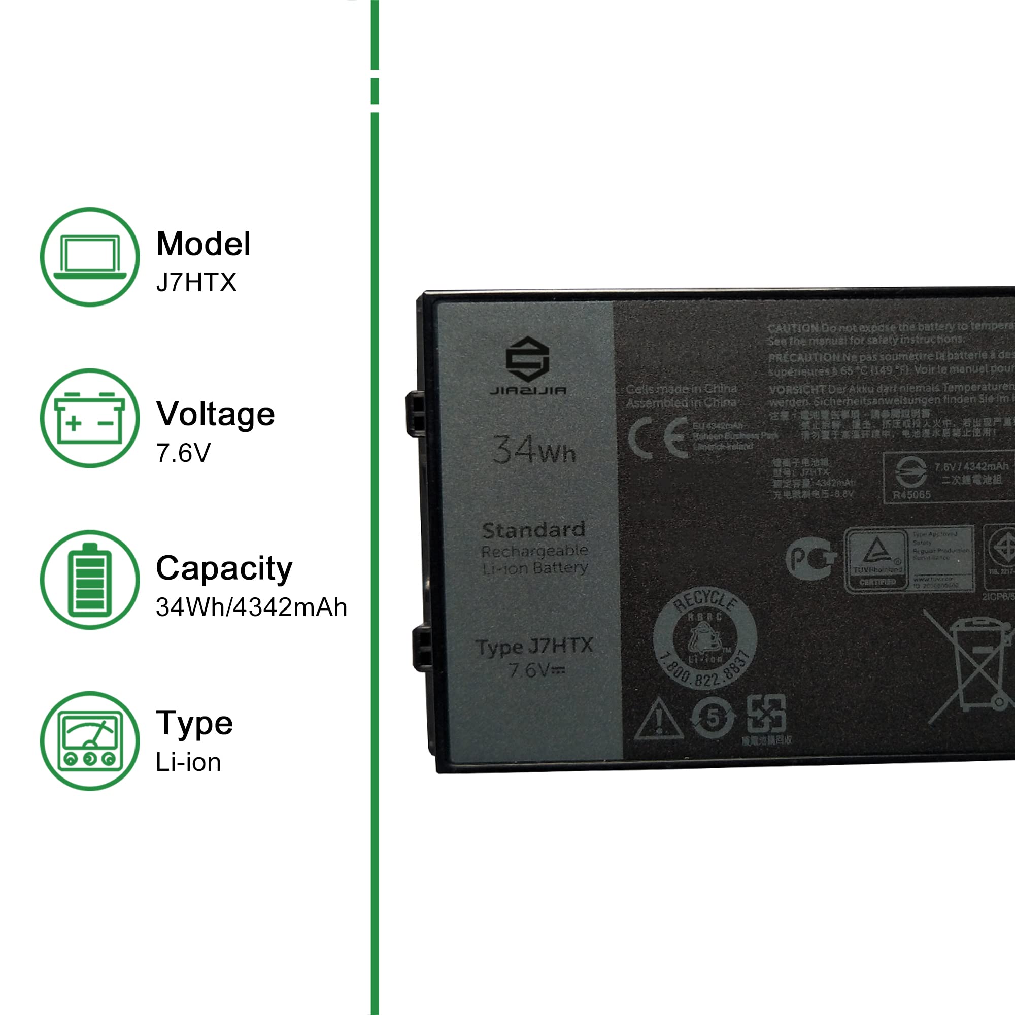 Jiazijia J7Htx 451 Bcdh Laptop Battery Replacement For Dell Latitude 7202 7212 7220 Rugged Extreme Tablet T03H T03H002 T03H T03H