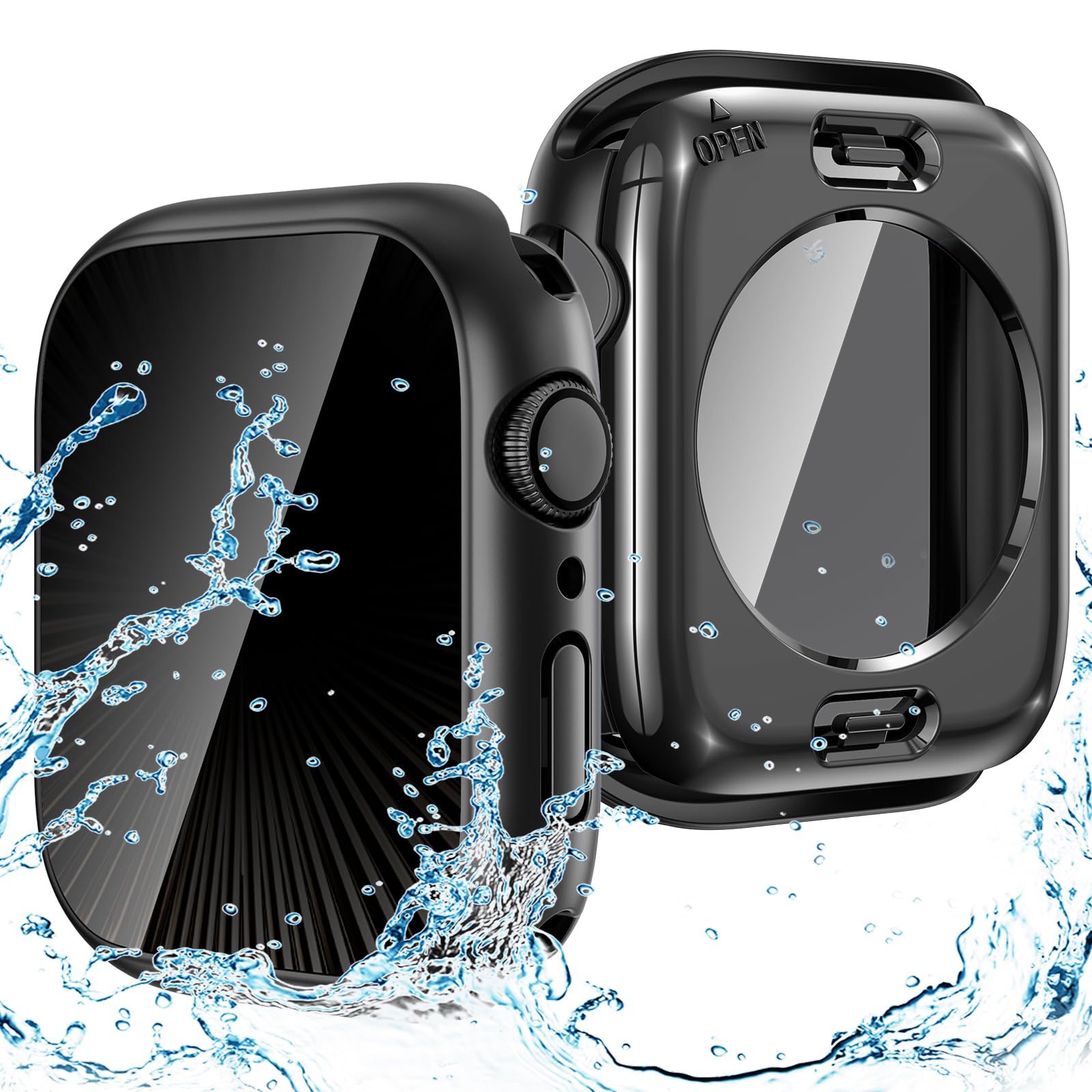 Goton Privacy Waterproof Case Compatible for Apple Watch Series 11/10 Screen Protector 46mm, Anti Spy Face Cover Back Bumper for