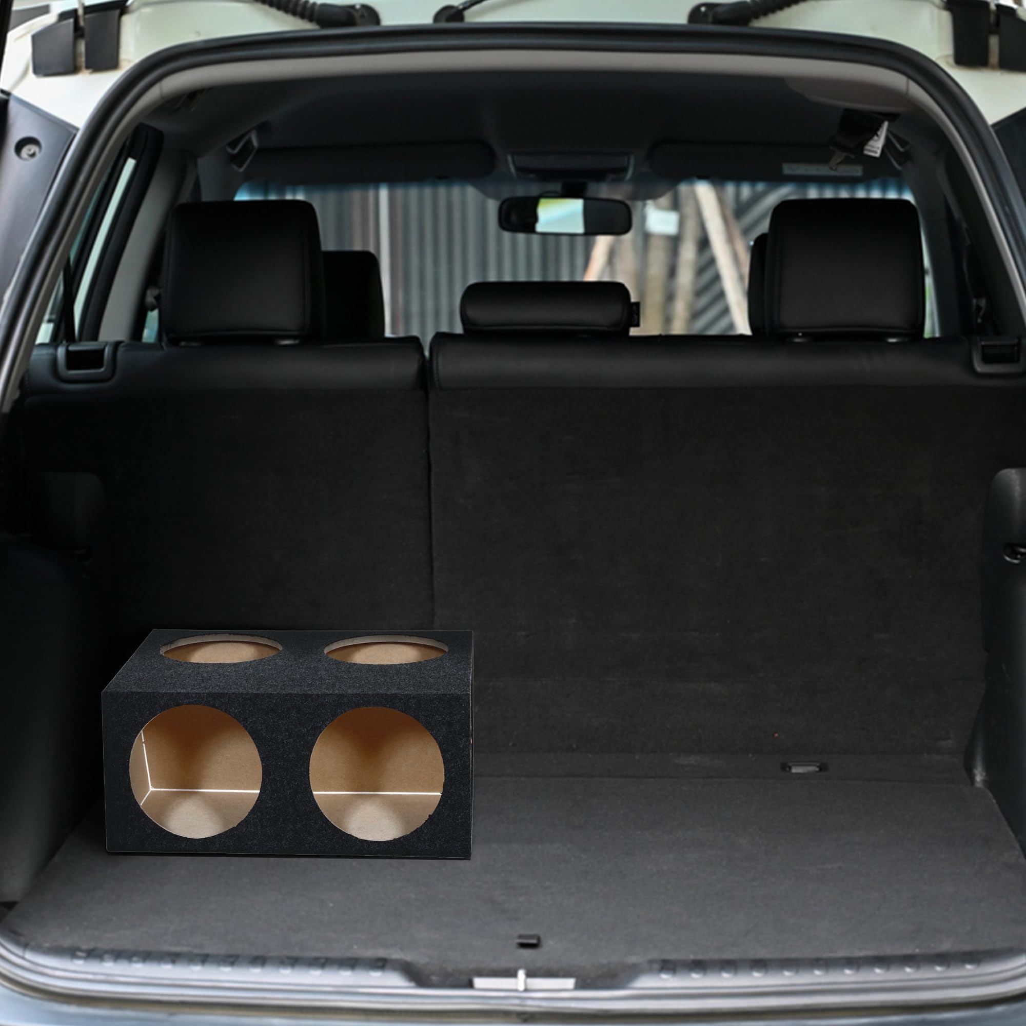 Qpower Quad Easy Set 4 Hole 12 Inch Sealed Divided Speaker Box Subwoofer Enclosure Mdf Construction Carpeted Car Audio Universal