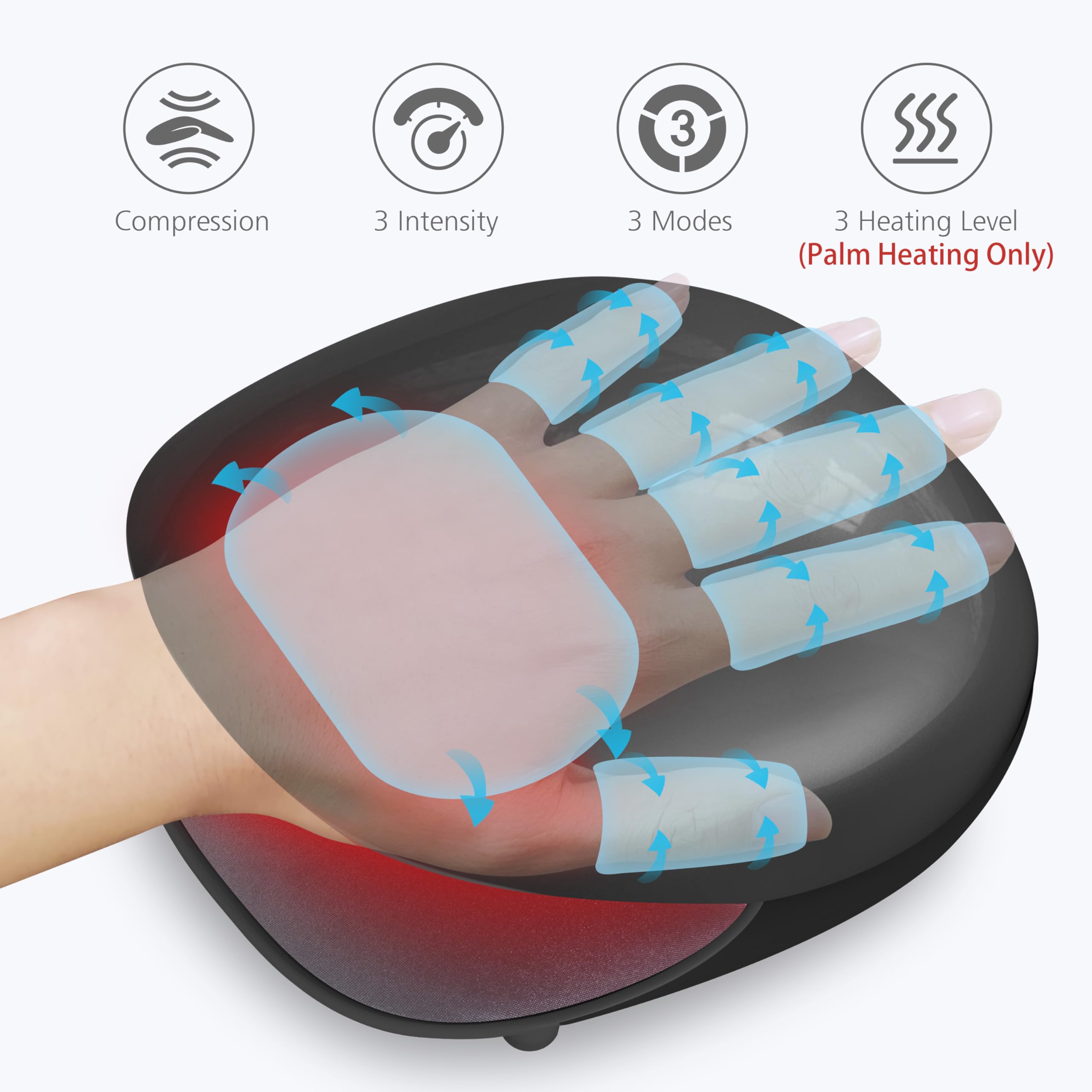 Comfier Wireless Hand Massager With Heat  3 Levels Compression & Heating,Rechargeable Hand Massager Machine For Carpal Tunnel,Id