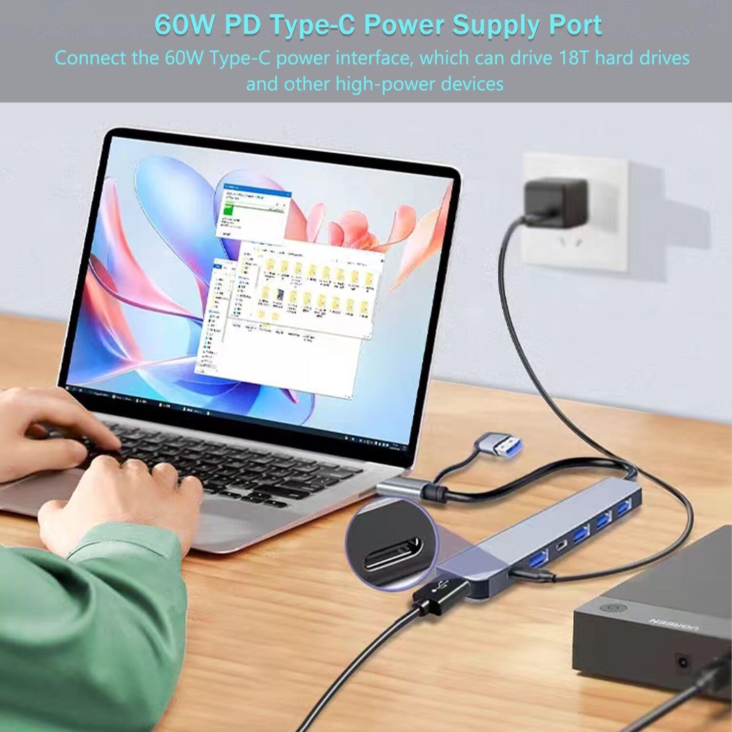 Vienon Aluminum 7 In 1 Usb C Hub With Usb 3.0, Usb 2.0 Ports For Macbook Pro Air And More Devices
