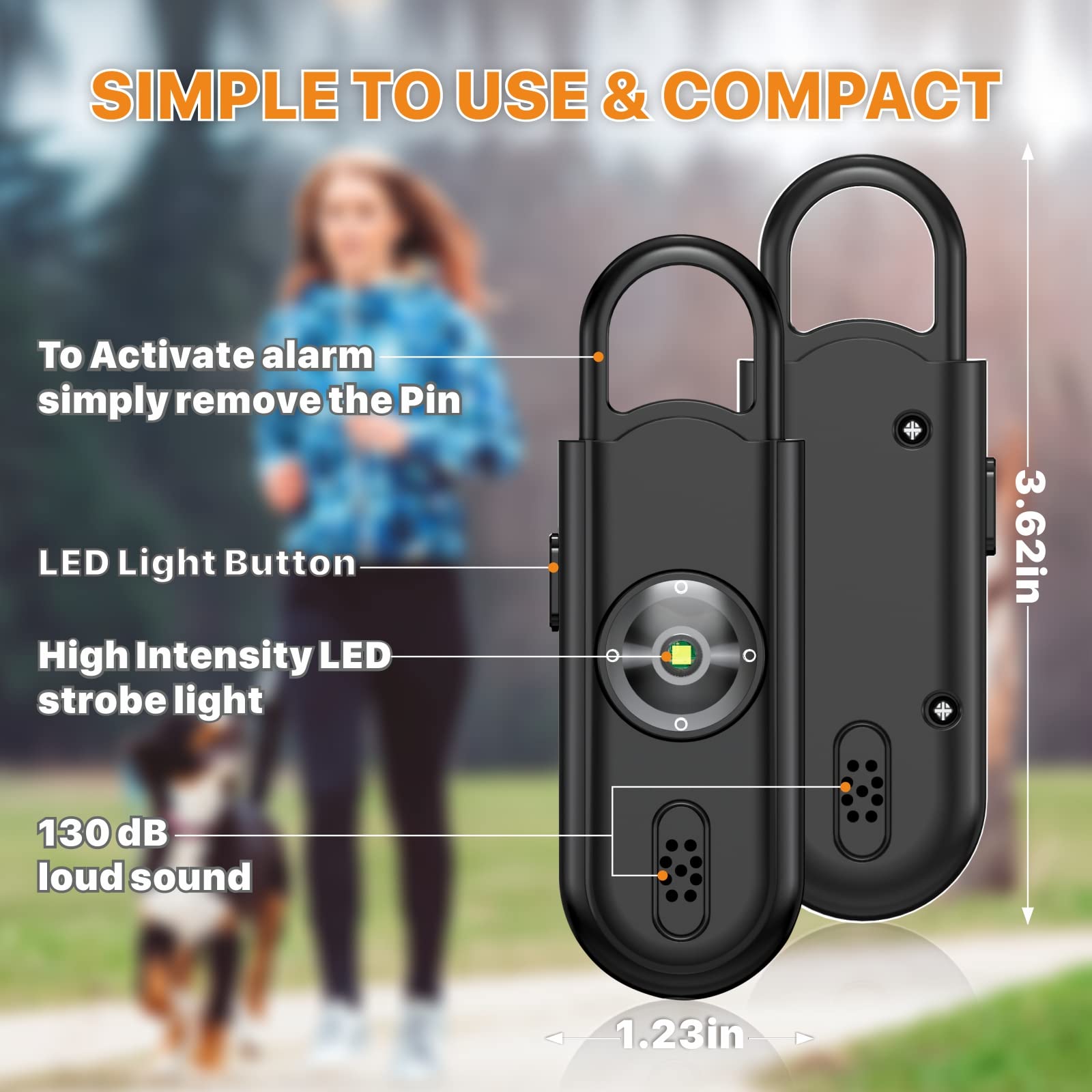 Safe Sound Personal Alarm, 130 Db Loud Siren Song Emergency Security Alarm Keychain With Strobe Led Light, Personal Sound Safety Siren For Women, Men, Children, Elderly