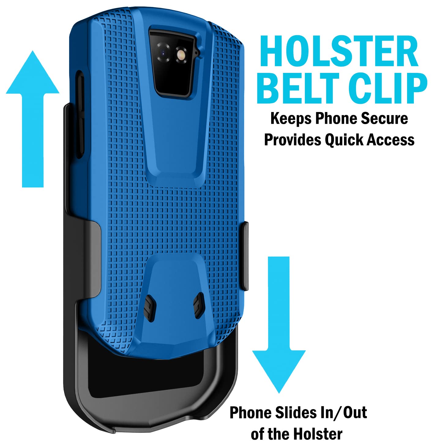 Nakedcellphone Case With Clip For Unihertz Titan Pocket Phone, Slim Hard Shell Textured Cover And [Rotating/Ratchet] Belt Hip Ho