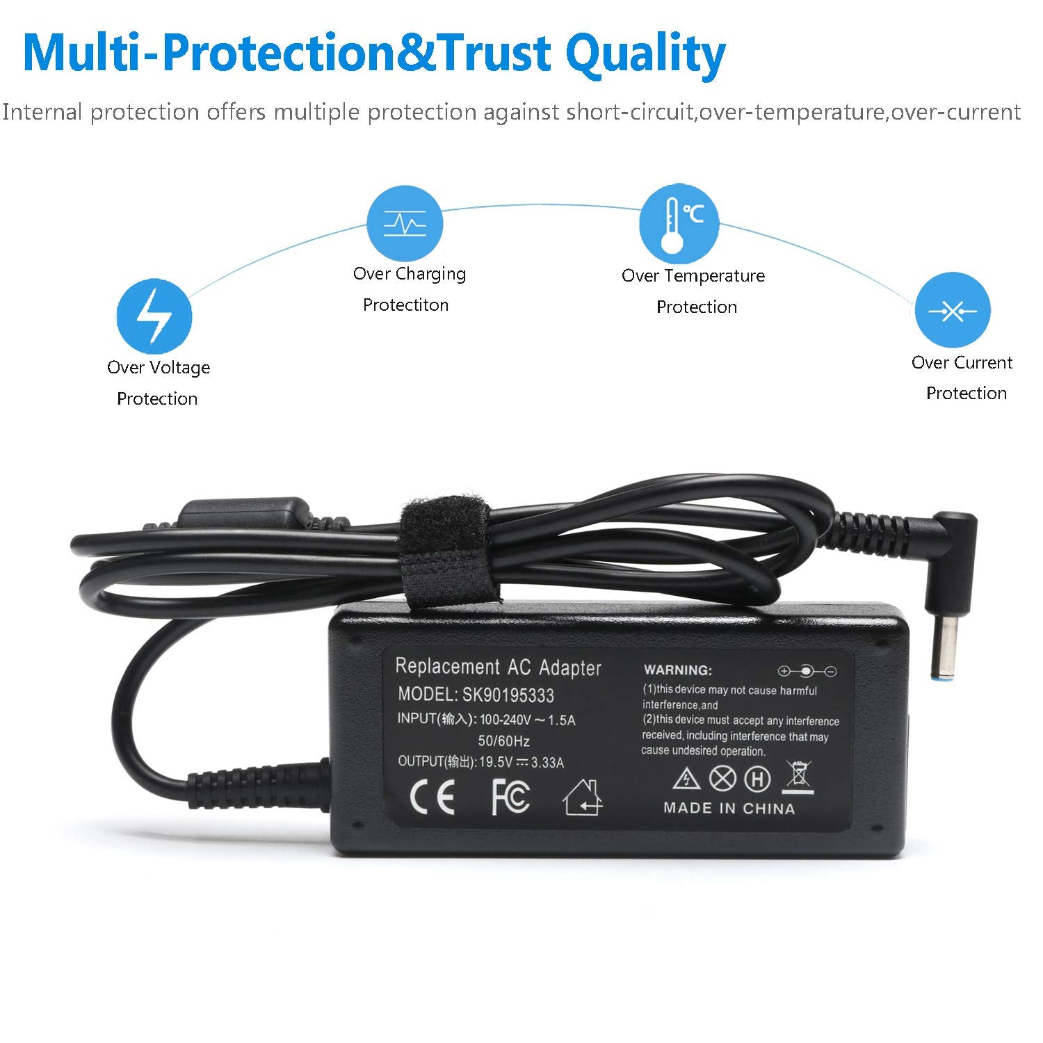 45W 65W Laptop Charger Ac Adapter Power Suppy Cord For Hp 15 Ac 15 Bs 15 Cs 15 Db 15 F Series 15 Ac121Dx 15 Bs234Wm 15 Bs015Dx 15 Ba079Dx 15 Ba009Dx 15 Cs3073Cl 15 Cs3153Cl 15 Db0015Dx 15 Db0031Nr