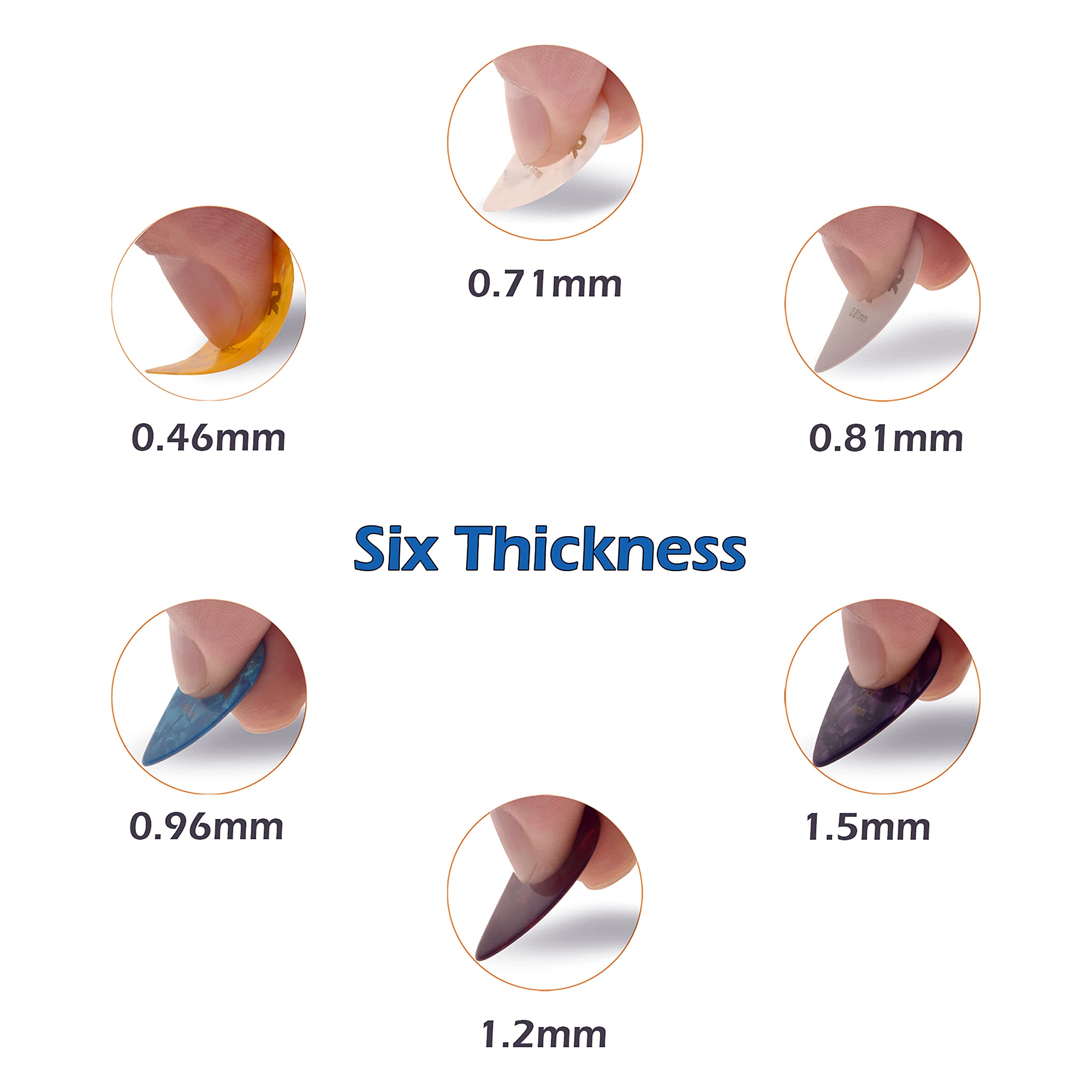 Azor Celluloid Guitar Picks 18 Pack Includes Thin, Medium & Heavy & Extra Heavy For Acoustic Guitar Electric Guitar Ukulele