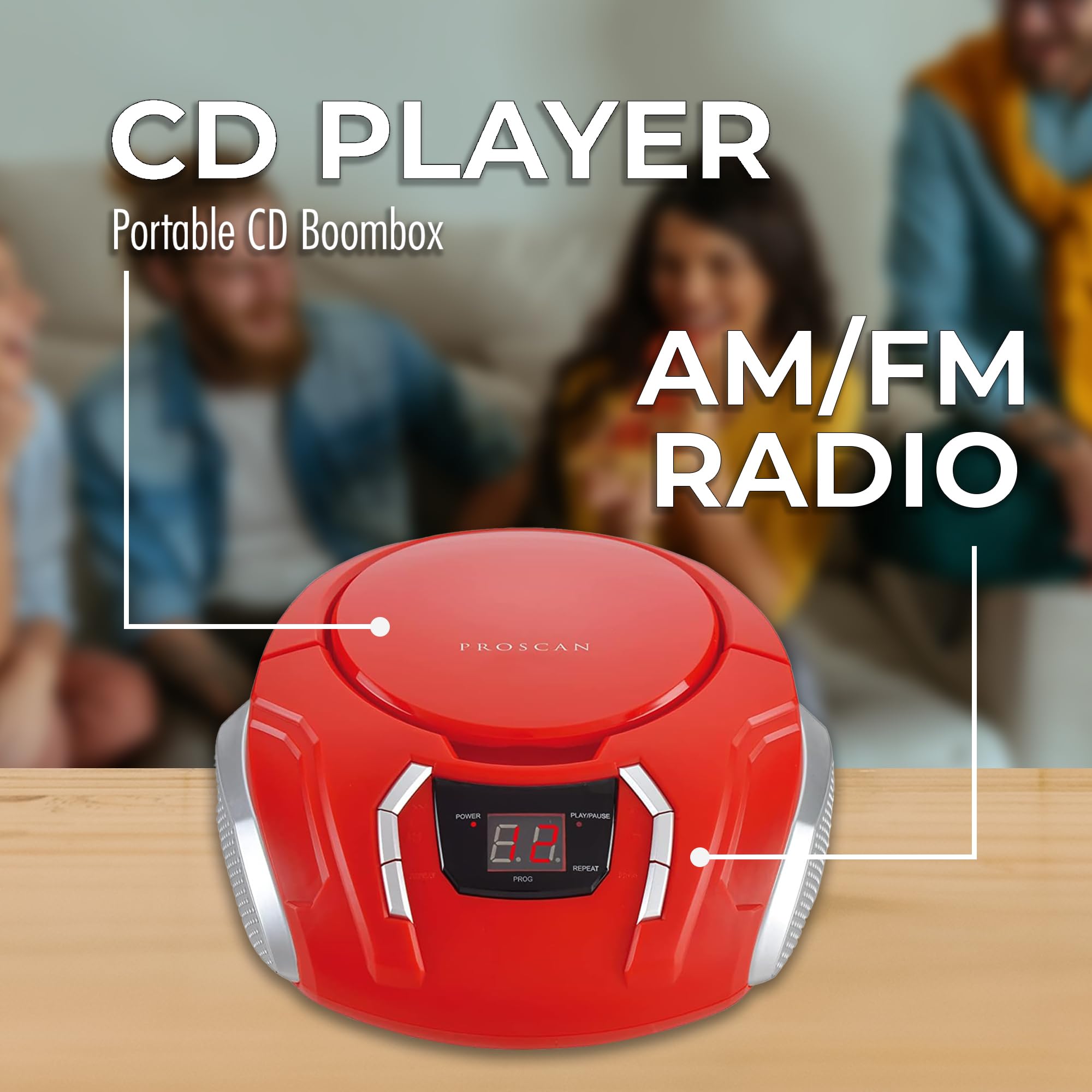 Proscan Elite Portable Cd Boombox With Am/Fm Radio   Red