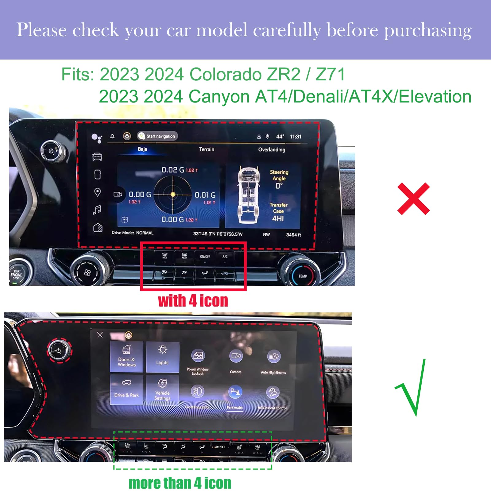 2 Pack For 2024 Chevy Colorado Screen Protector For 2024 Chevy Colorado Accessories 2024 2023 Chevrolet Colorado Z71/Zr2 & Gmc C