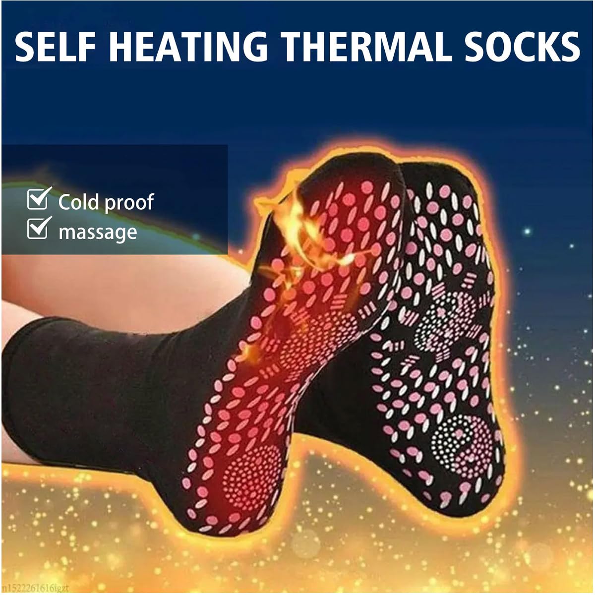 Wenfeng 3 Pair Tourmaline Thermal Circulation Acupressure Self-Heating Shaping Socks,Afiz Tourmaline Health Sock,Foot Massage Th