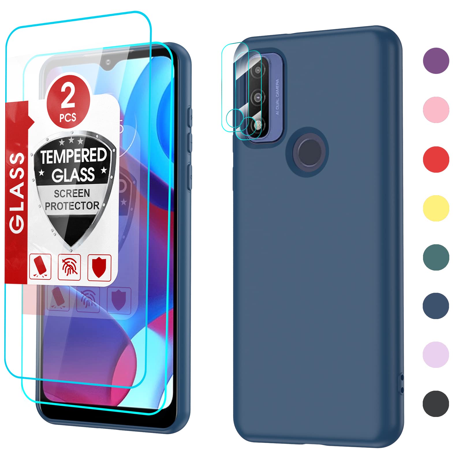 Leyi For Motorola G Pure Case: Moto Pure G Phone Case With [2 Pack] Tempered Glass Screen Protector & Camera Lens Protector, Liq