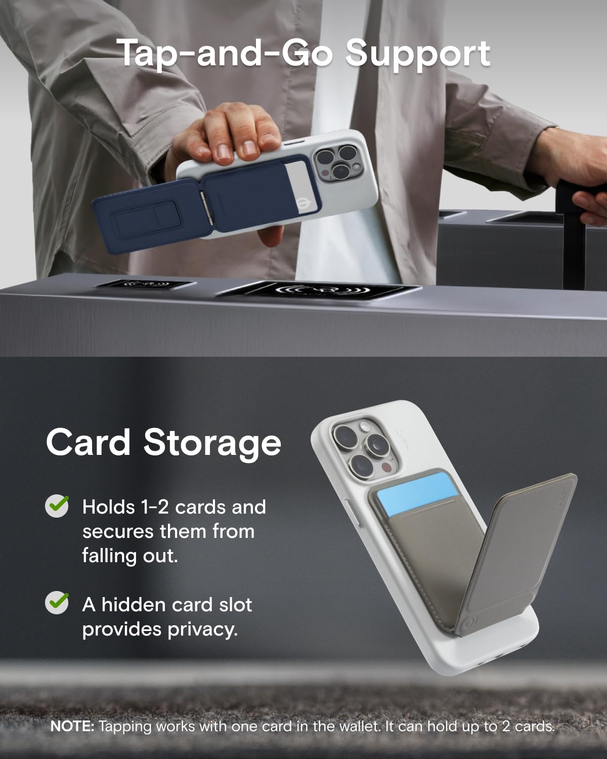 Moft Phone Tripod Wallet, 3 In 1 Phone Stand Magsafe, Nfc-Supported Magnetic Phone Wallet, Movas Vegan Leather Adjustable Card H