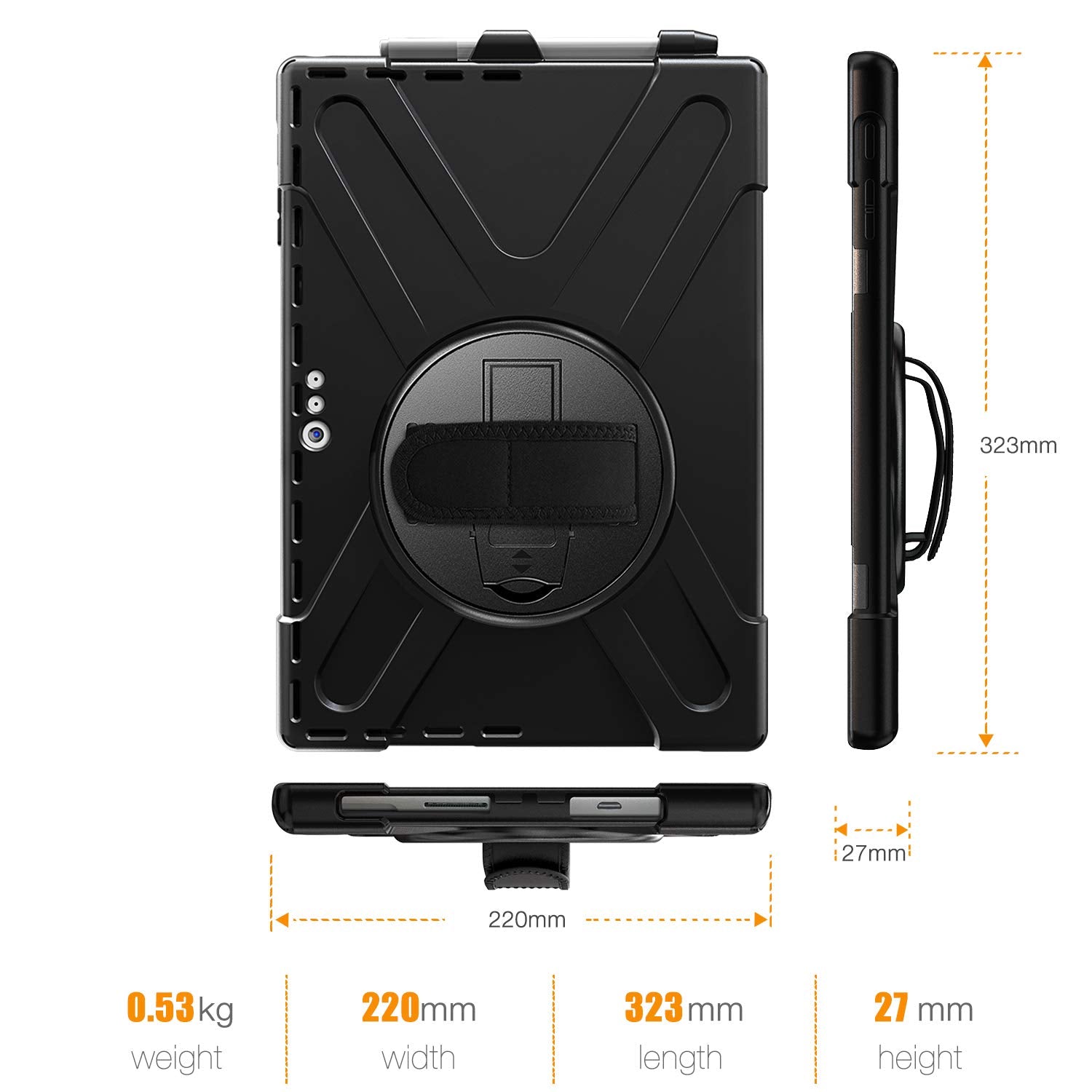 Rantice Case For Microsoft Surface Pro 7 Plus/Pro 7/Pro 6/Pro 5/Pro 4/Pro Lte, Heavy Duty Rugged Shockproof Drop Protection Case