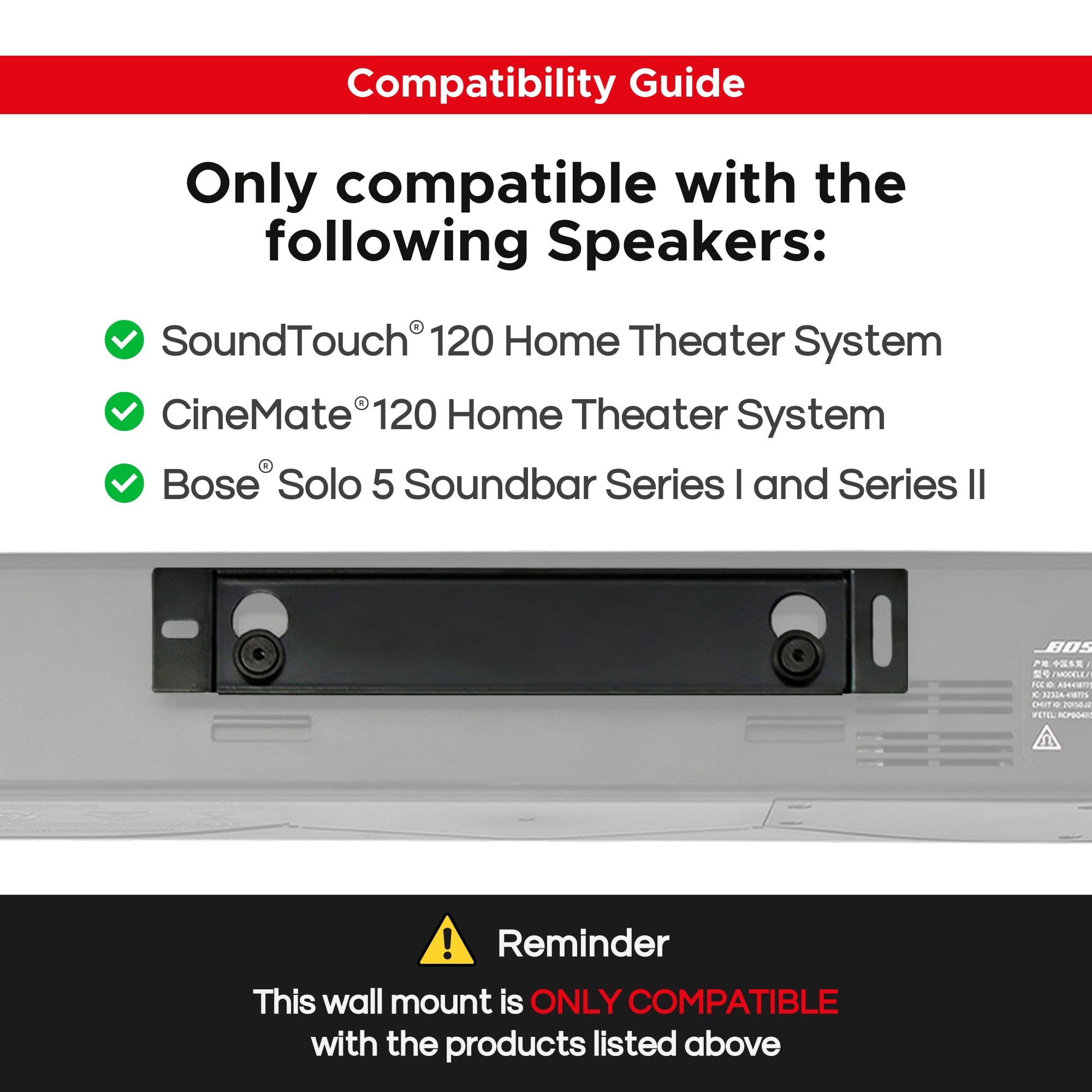 Solo 5 Wall Mount Kit For Bose Solo 5, Complete With All Mounting Hardware, Compatible With Series Ii, Designed In The Uk By Sou