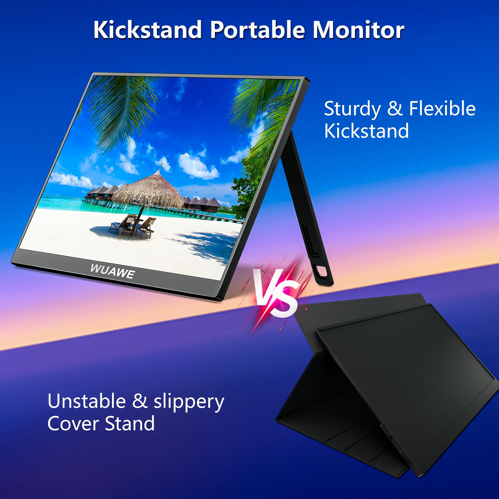 Portable Monitor 16'' 1920X1200P 16:10 Ips Travel Monitor For Laptop With Built In Stand,Usb C Hdmi External Portable Monitor Fo