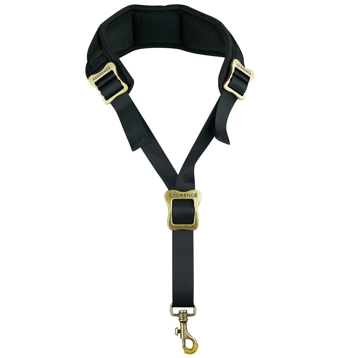 Adorence Saxophone Neck Strap With Cushioned Padding & Swivel Metal Hook   Comfortable Sax Strap For Tenor, Alto  Black, Metal A