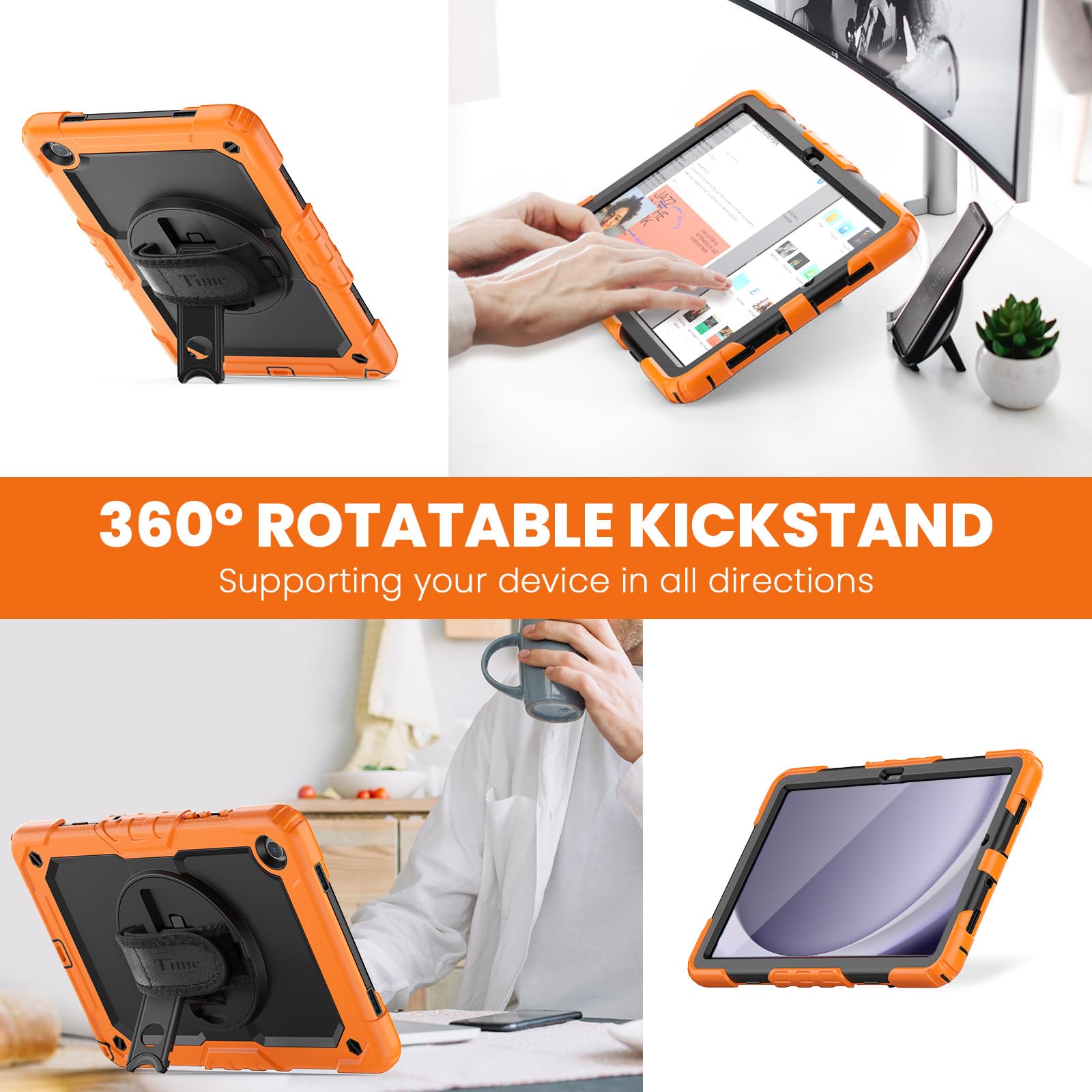Timecity Case For Samsung Galaxy Tab A9 Plus 11 Inch 2023: Sturdy Rugged Case With Screen Protector, Kickstand, Hand/Shoulder St