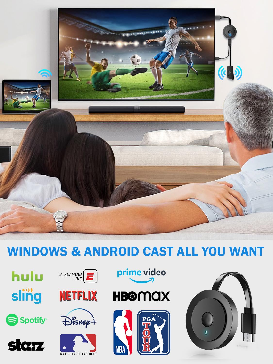 Darlyor 4K 1080P Wireless Display Adapter, Stream Ppt, Movies From I Phone, Tablet, I Pad, Laptop, Pc To Tv, Projector, Monitor