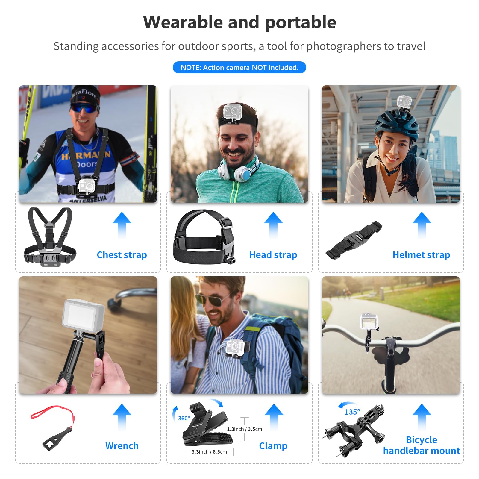 Neewer 50 In 1 Action Camera Accessory Kit Compatible With Gopro Hero 12 11 10 9 Dji Osmo 4 3 2 Insta360 X3 X2 Go 3 Sjcam Dbpowe