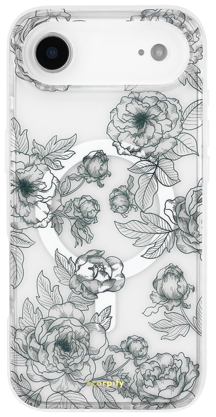 SCORPIFY for iPhone 17 Air Case [Compatible with MagSafe] with Matte Queen of Flower Floral Design, Cute Clear Magnetic Phone Co