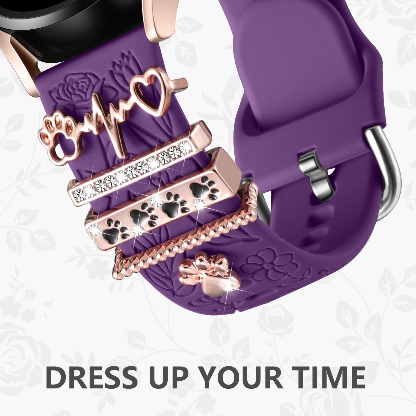 Daqin Flower Engraved Band Compatible With Samsung Galaxy Watch 7 Band/Fe 6 5 4 40Mm 44Mm,Galaxy Active 2, 20Mm Watch Band Soft