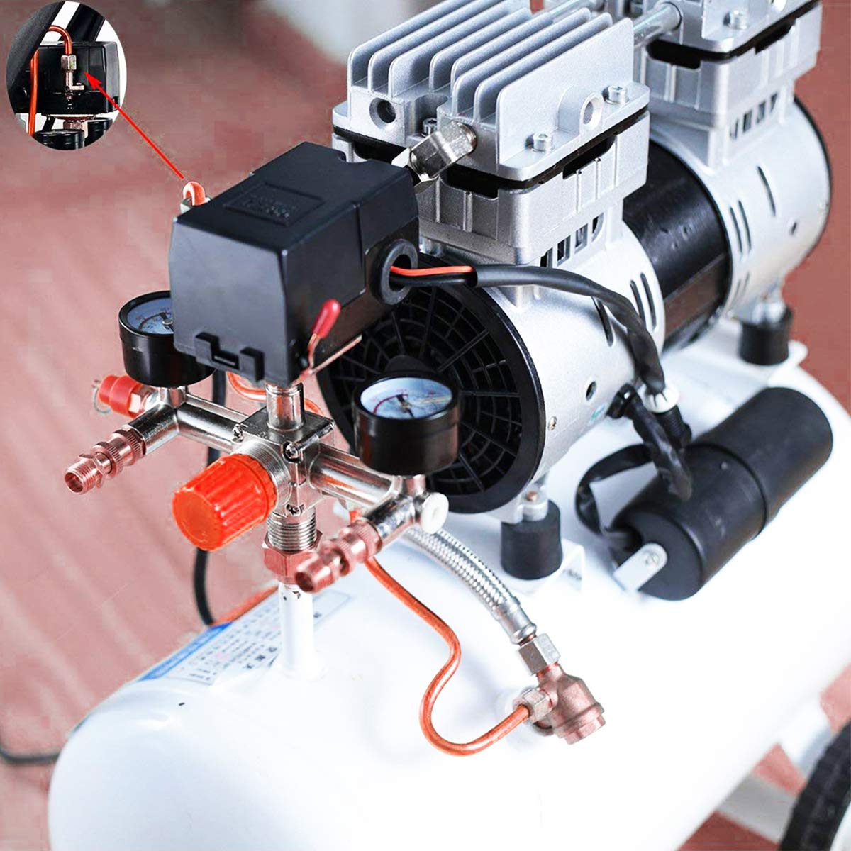 Comok Double Outlet Tube Zinc Alloy Air Compressor Fittings Red Cap Regulator Pressure Valve Switch Manifold Part Accessories