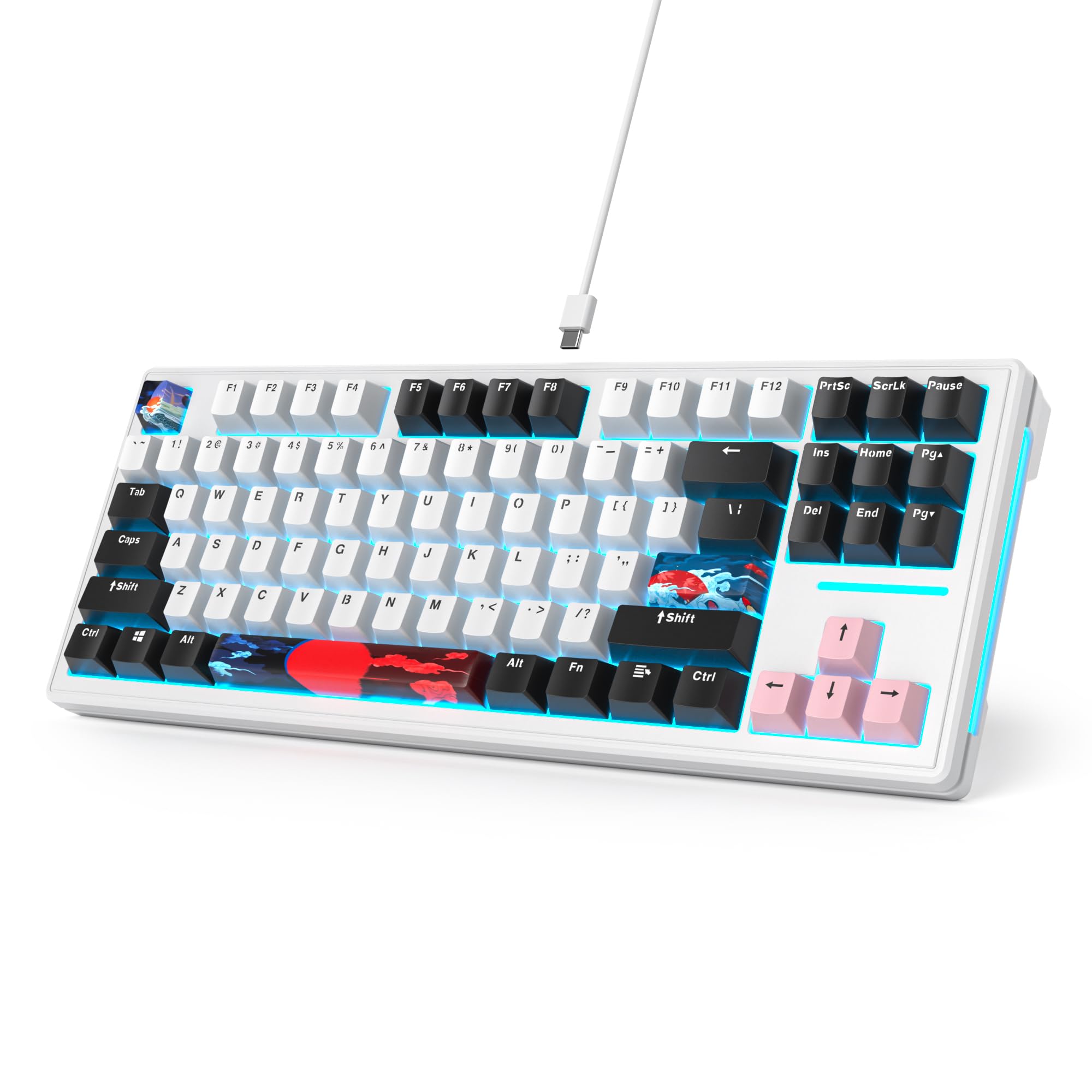 Itastatur 75 Percent Gasket Mounted Mechanical Keyboard Hot Swappable,Wired 87 Key Tkl Mechanical Keyboard,Rgb Backlit,Custom Wh