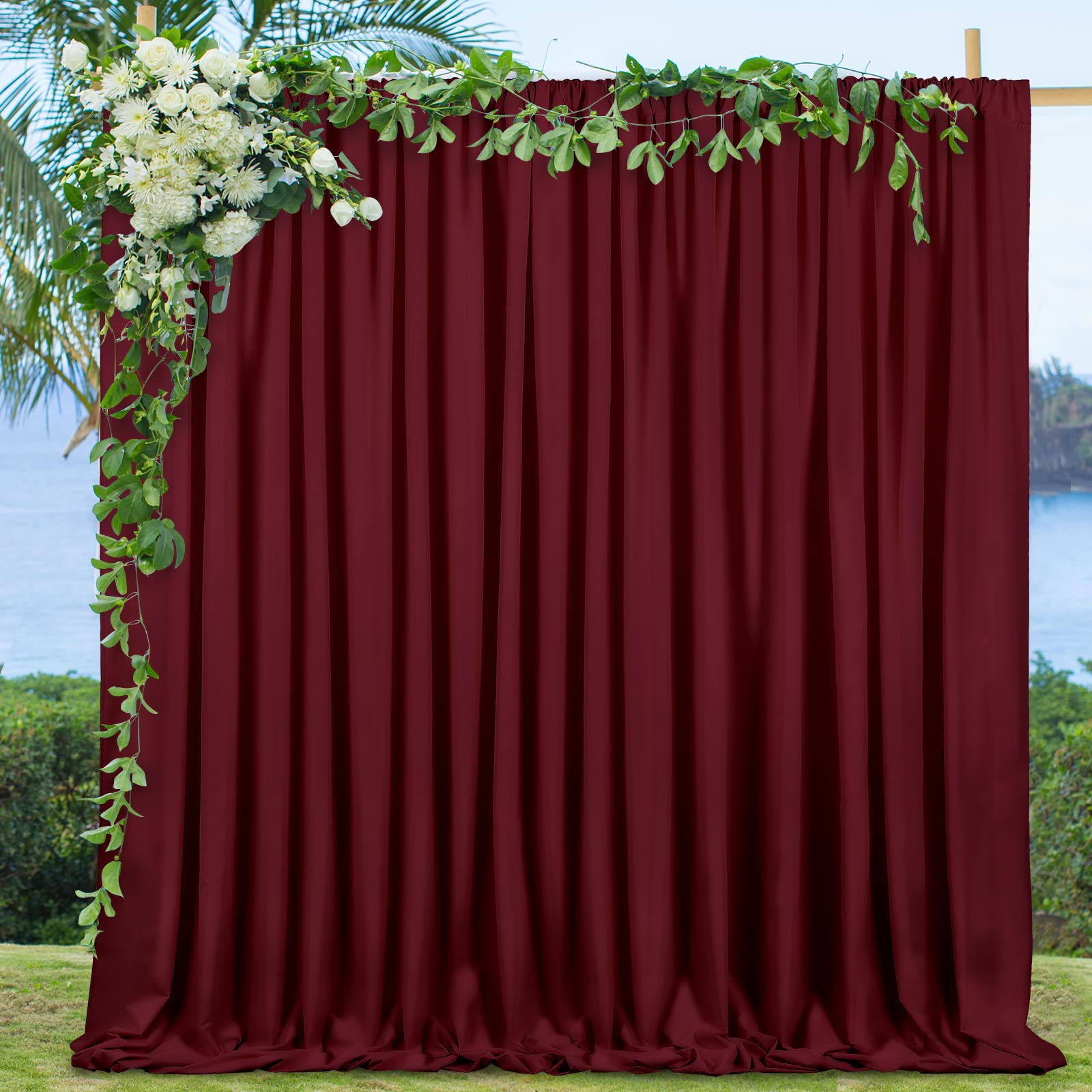 Burgundy Backdrop Curtains 2 Panel 5Ft X 10Ft Backdrop For Wedding Birthday Party 10Ft X 10Ft