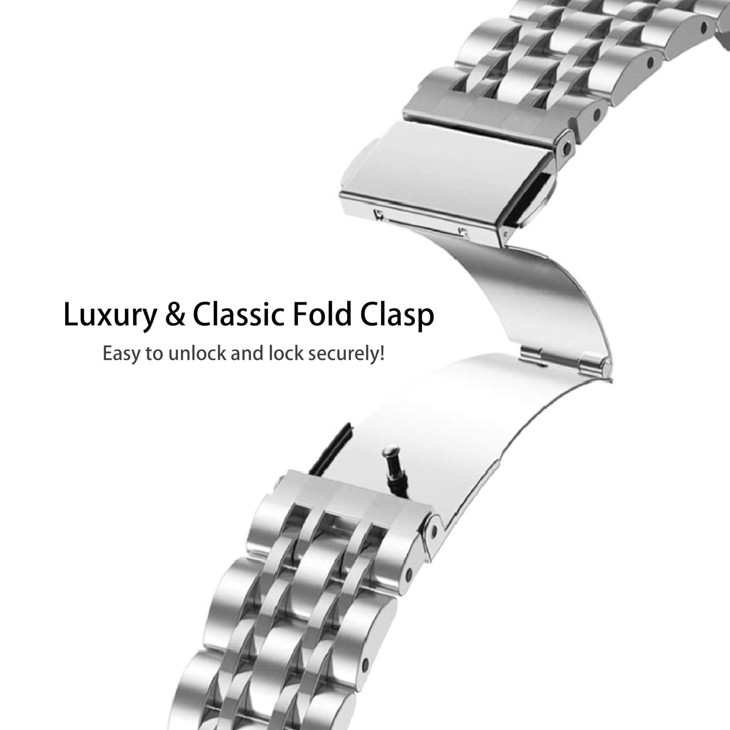 Pugo Top Replacement For Apple Watch Band, Stainless Steel Metal Iwatch Iphone Watch Folding Buckle Band For Apple Watch Series