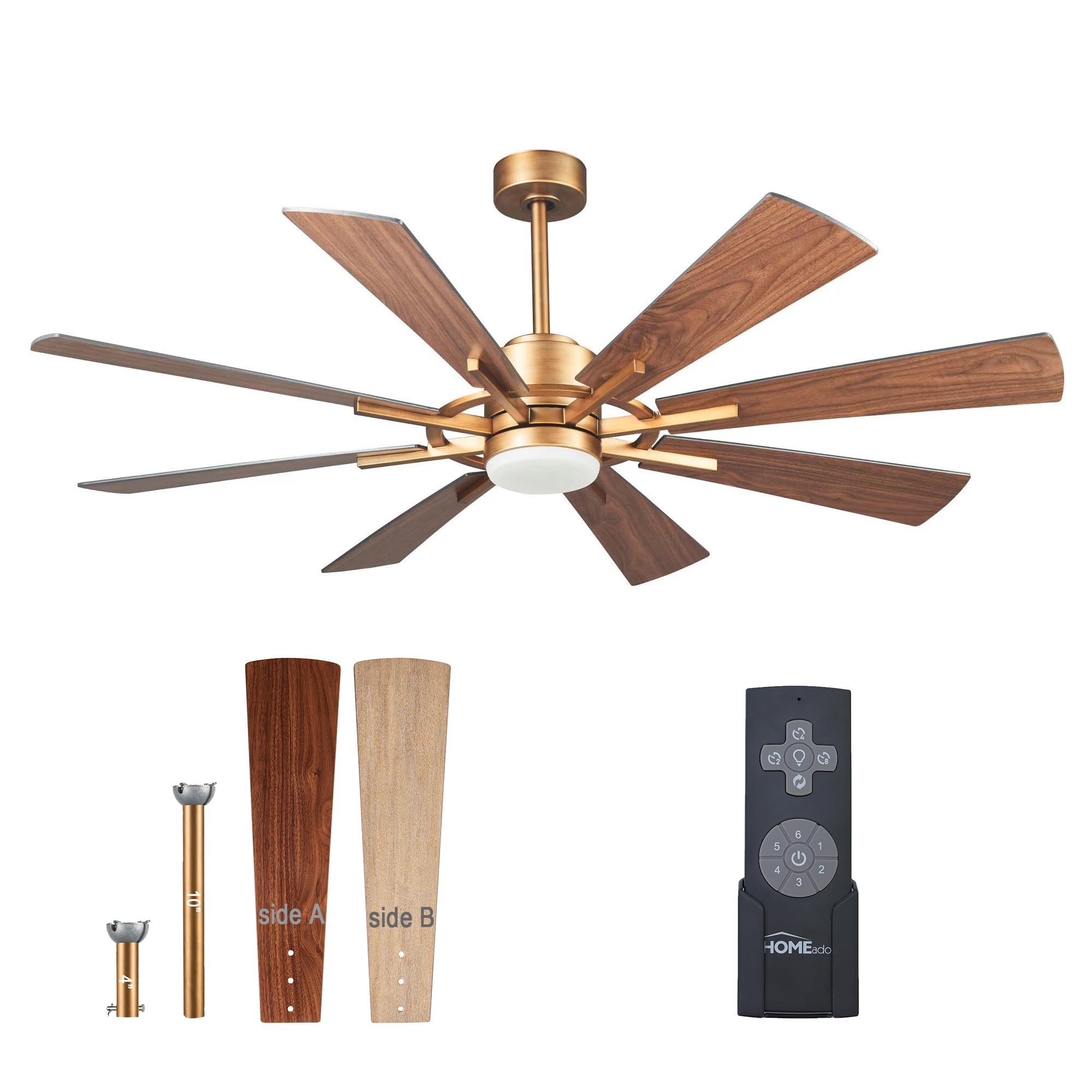 Parrot Uncle Ceiling Fans with Lights and Remote 60 Inch Ceiling Fan with Light Large Outdoor Ceiling Fans for Patios with LED L