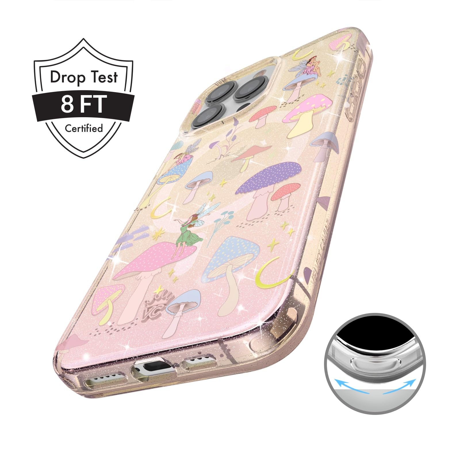 Velvet Caviar For Iphone 15 Pro Max Case Mushroom Glitter   Compatible With Magsafe [8Ft Drop Tested]   Colorful Retro Hippie Mu