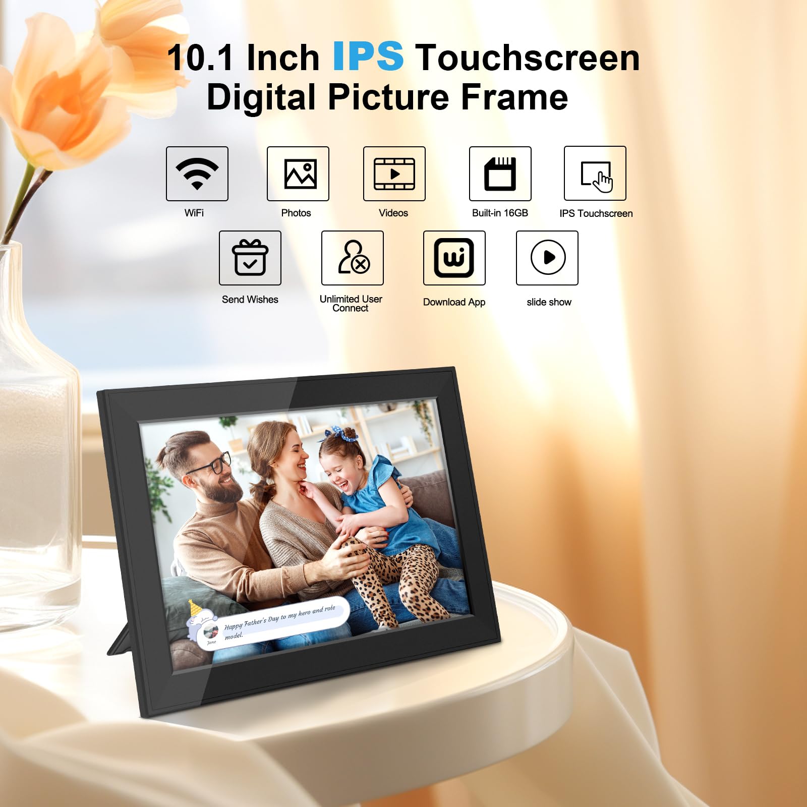 Svlibo Wifi Digital Picture Frame,10.1Inch 1280X800 Hd Ips Touch Screen Auto Rotate, Easy To Use, Share Photos And Videos Via Fr