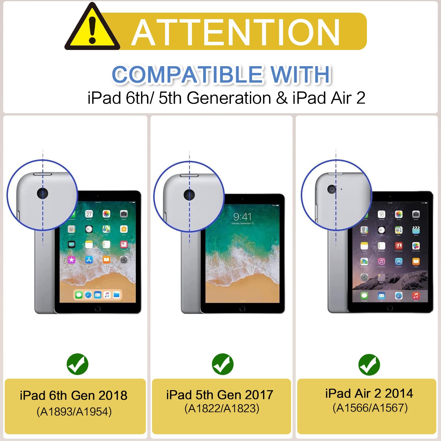 Yimikol For Ipad 6Th/ 5Th Generation Case 2018/ 2017, Ipad Air 2 Case 2014, Ipad 9.7  Case, Heavy Duty Shockproof Rugged Prote