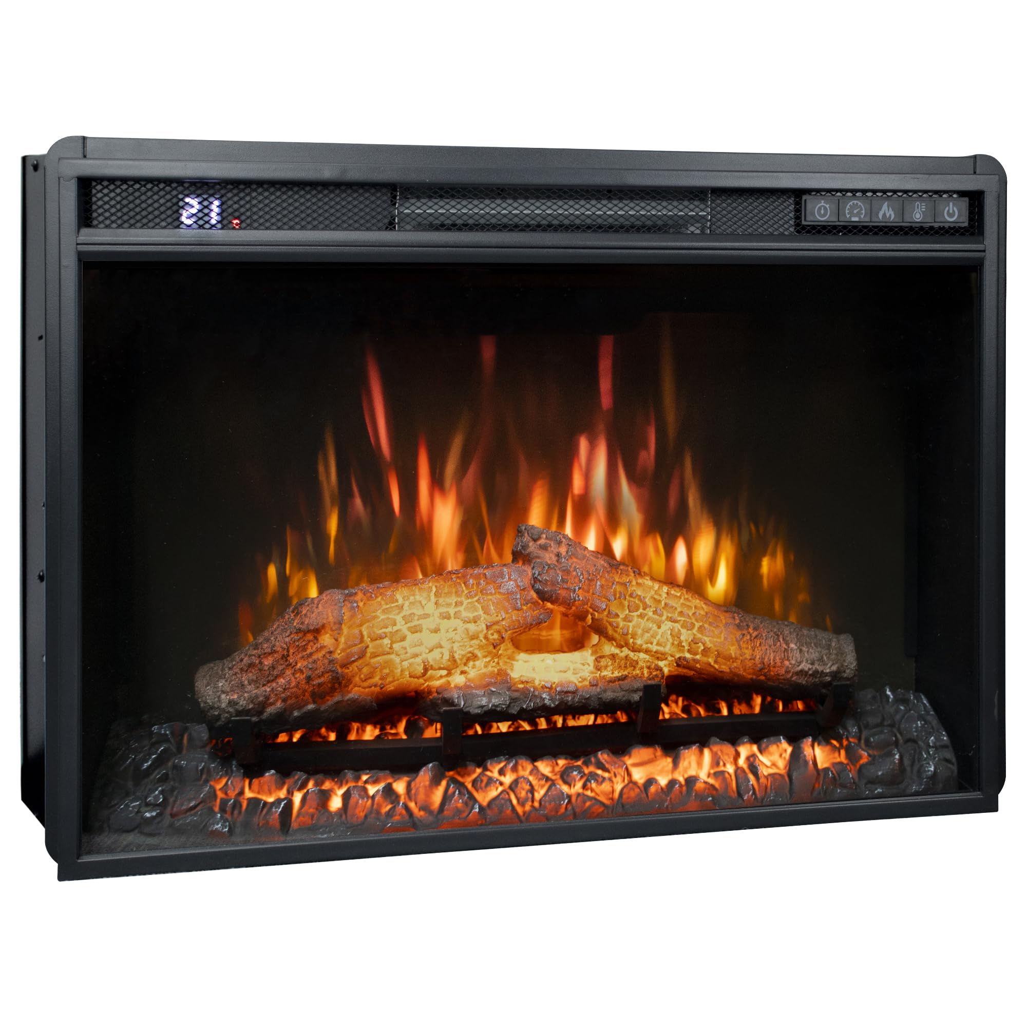 Rodalflame 26 Wide Electric Fireplace Insert, 6 Brightness Level, 5 Flame Speed, 62-82?, Timer & Remote Control, Indoor Fireplac