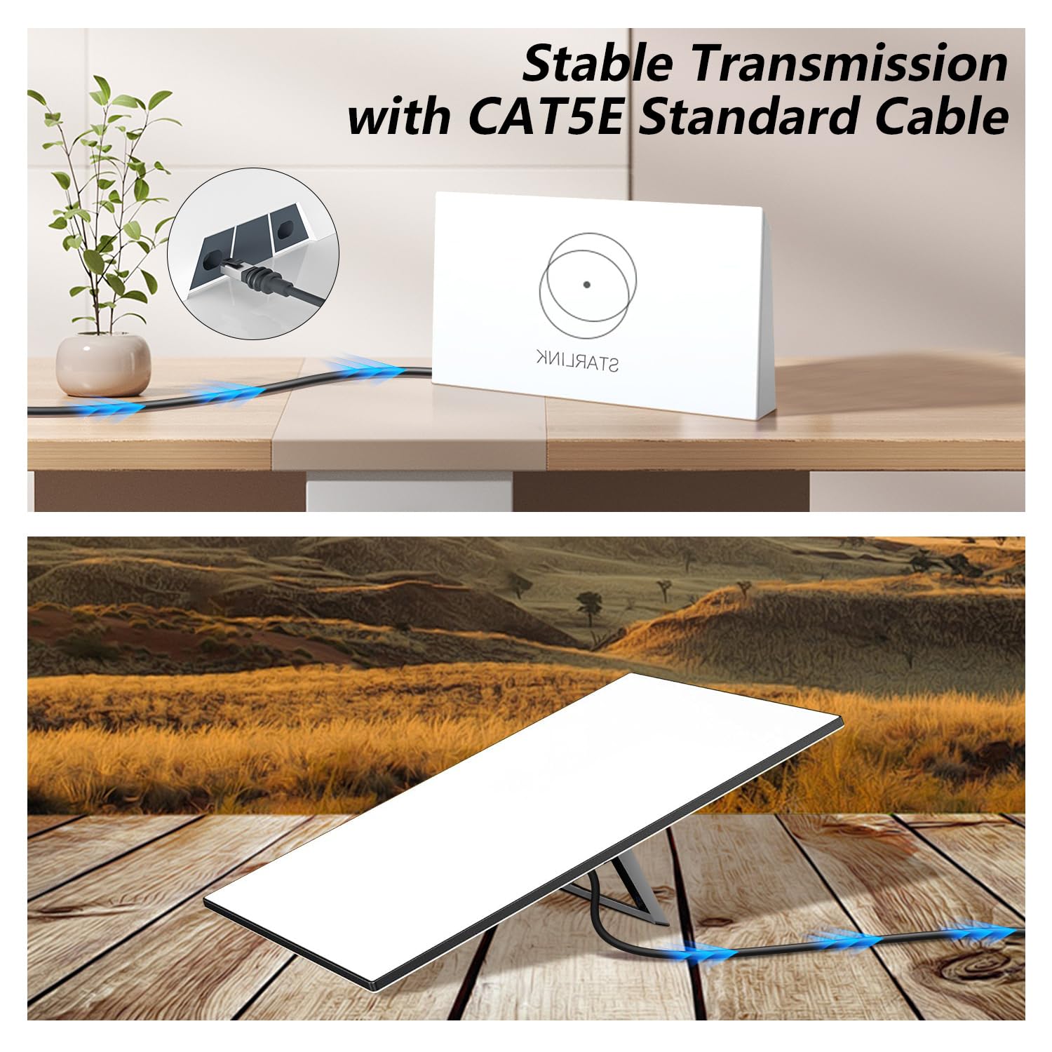 Azduou 150Ft Replacement Cable For Starlink Gen 3, Replacement Starlink Rectangular Satellite Gen 3 Cable Replacement For V3 Standard Cable Waterproof Outdoor