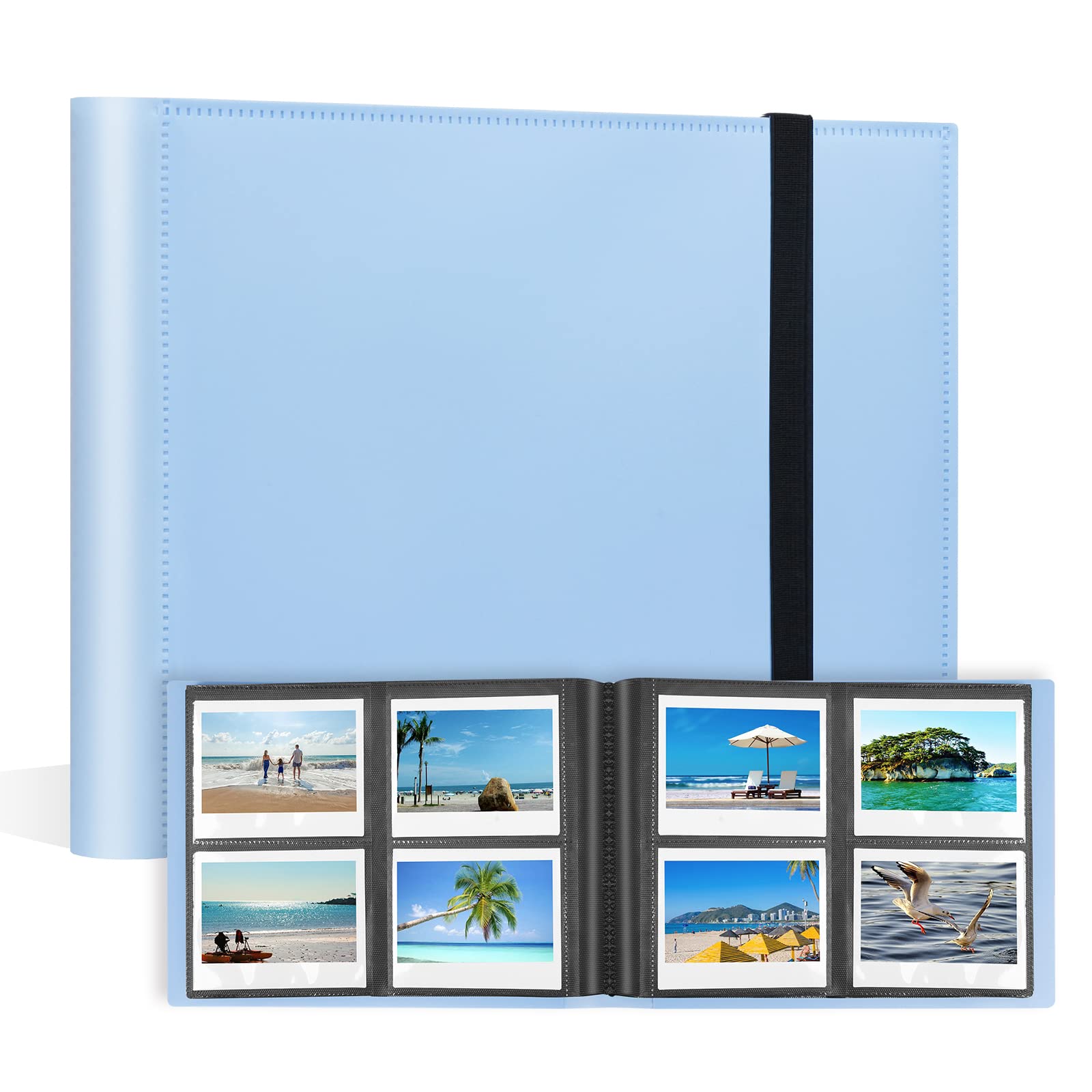 160 Pockets Photo Album For Fujifilm Instax Wide 300 Camera, For Polaroid 600 Photo Album, Albums For Polaroid Now+ Now Onestep2 Onestep+ 600 Instant Film Camera, Pop Lab Instant Print Camera (Blue)