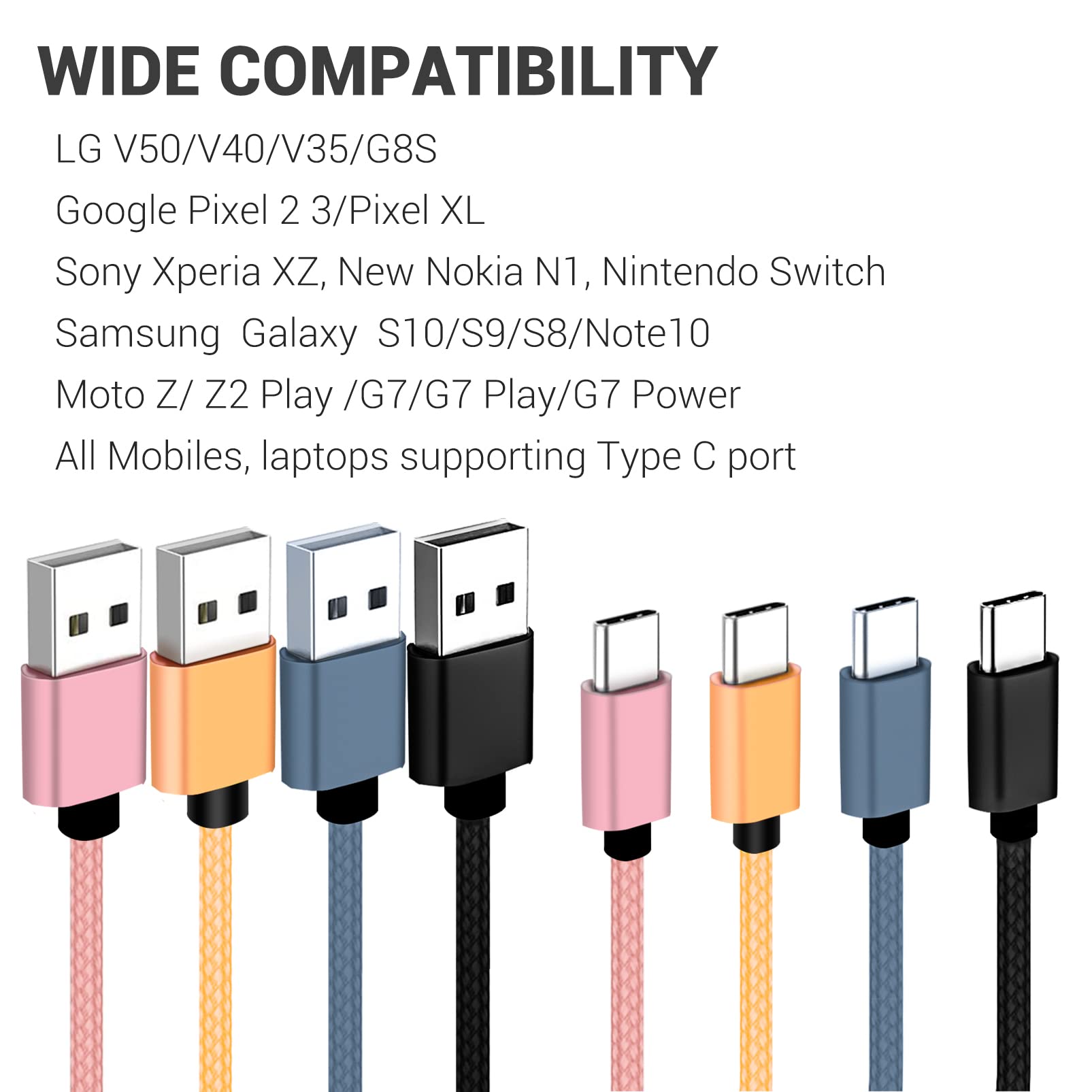 Sumpk Usb C Cable 1Ft 4 Pack, 3A Fast Charging Usb A To Usb C Cord Nylon Braided Compatible With Samsung Galaxy A10E A20 A20S A5