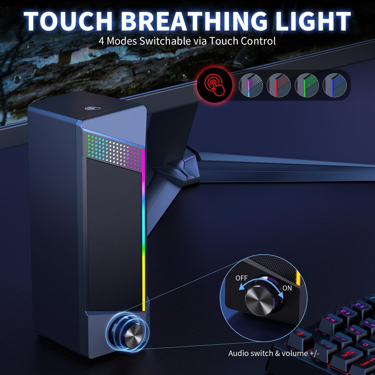 Offsir Computer Speakers, Pc Speaker, Gaming Speakers For Pc Computer Laptop Desktop Monitor, Rgb Speakers With Touch Sensitive