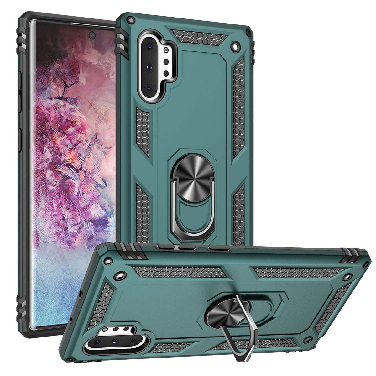 Addit Note 10 Plus Case,Note 10+ Case, [Military Grade ] Shock Absorption Bumper Cover Anti Scratch Case With Ring Car Mount Kic