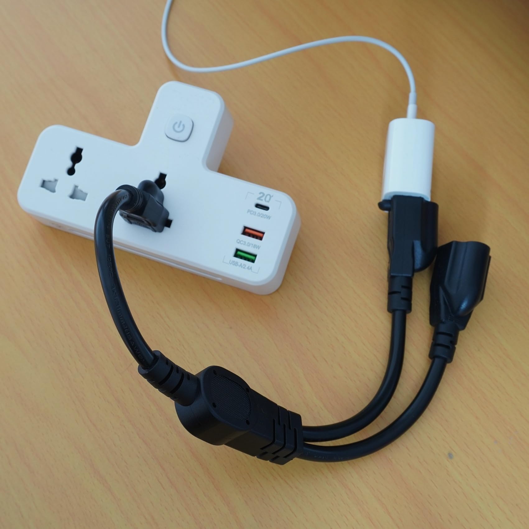 1.5 Ft Extension Cord Splitter 1 To 2, 3 Prong Indoor Power Outlet Splitter, 16Awg Cable Wire Extender Space Saver For Halloween